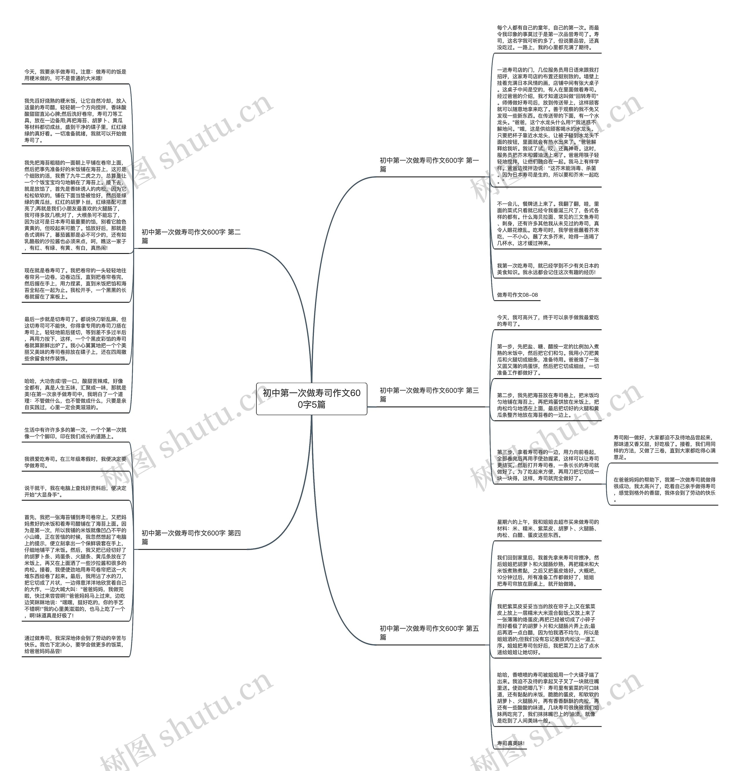 初中第一次做寿司作文600字5篇思维导图