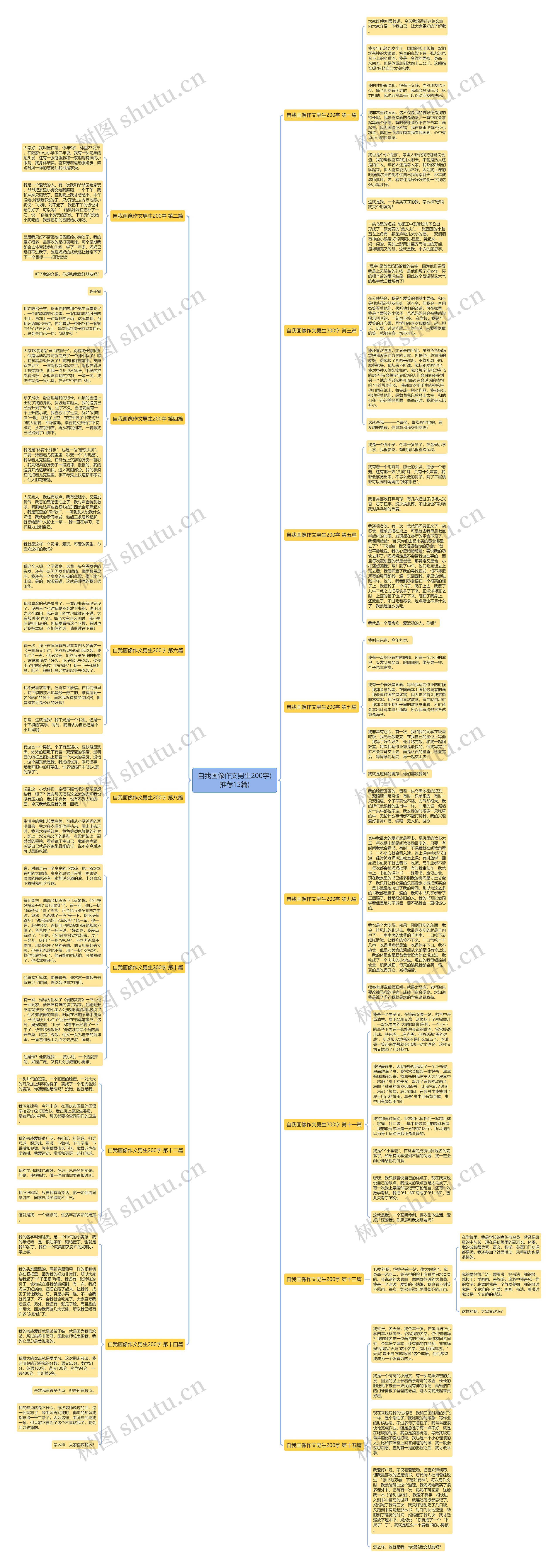 自我画像作文男生200字(推荐15篇)思维导图