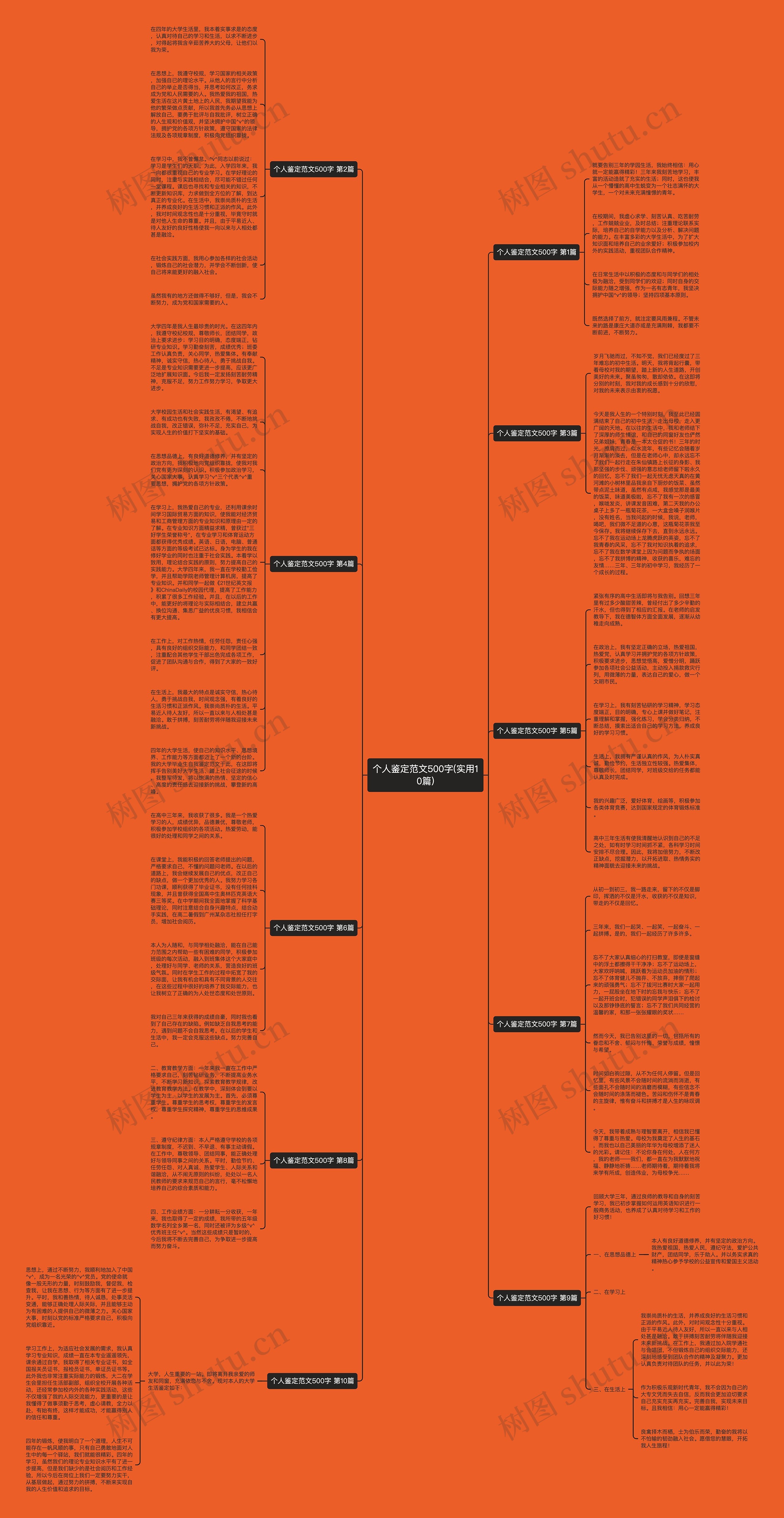 个人鉴定范文500字(实用10篇)思维导图