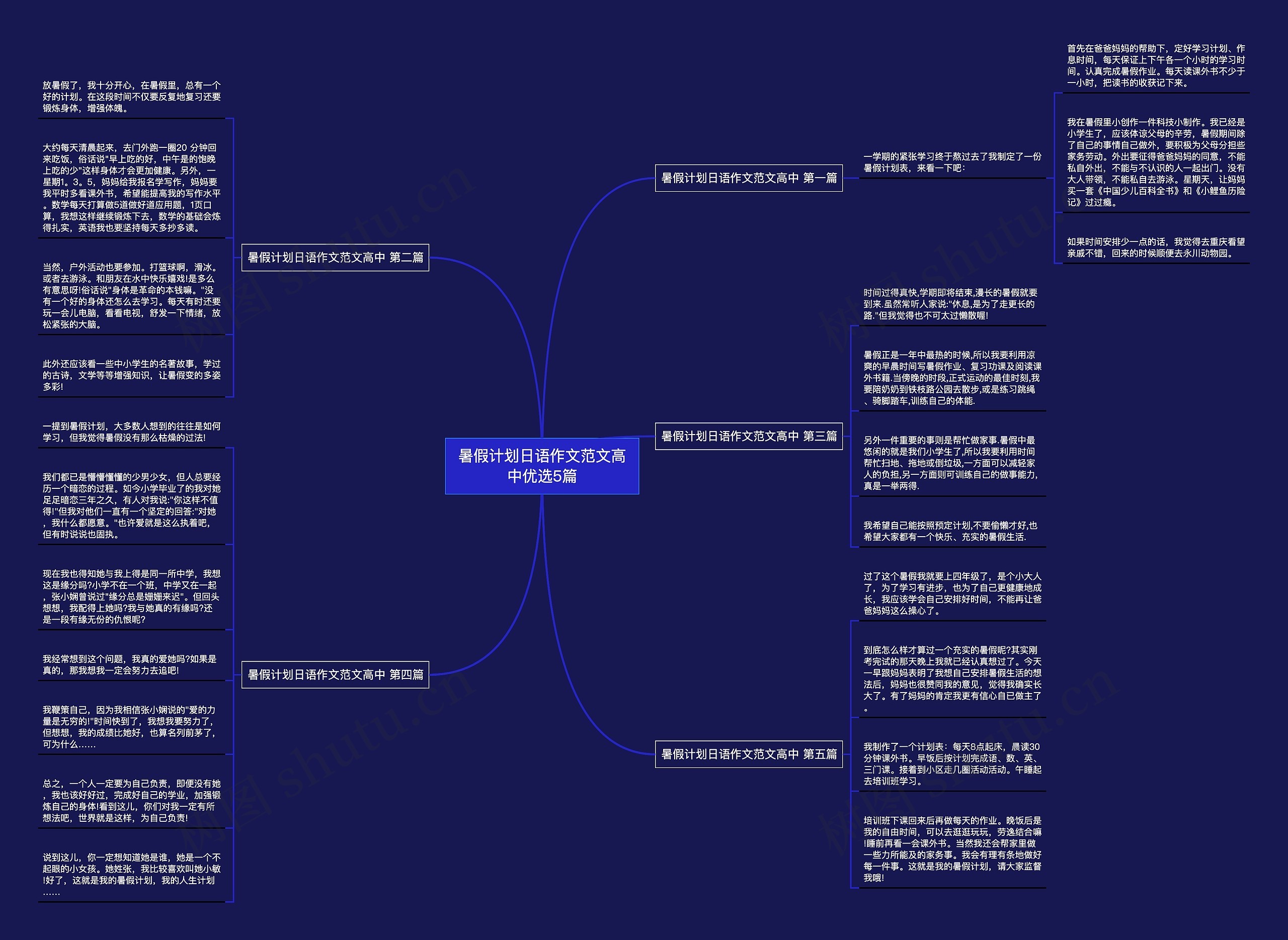 暑假计划日语作文范文高中优选5篇思维导图