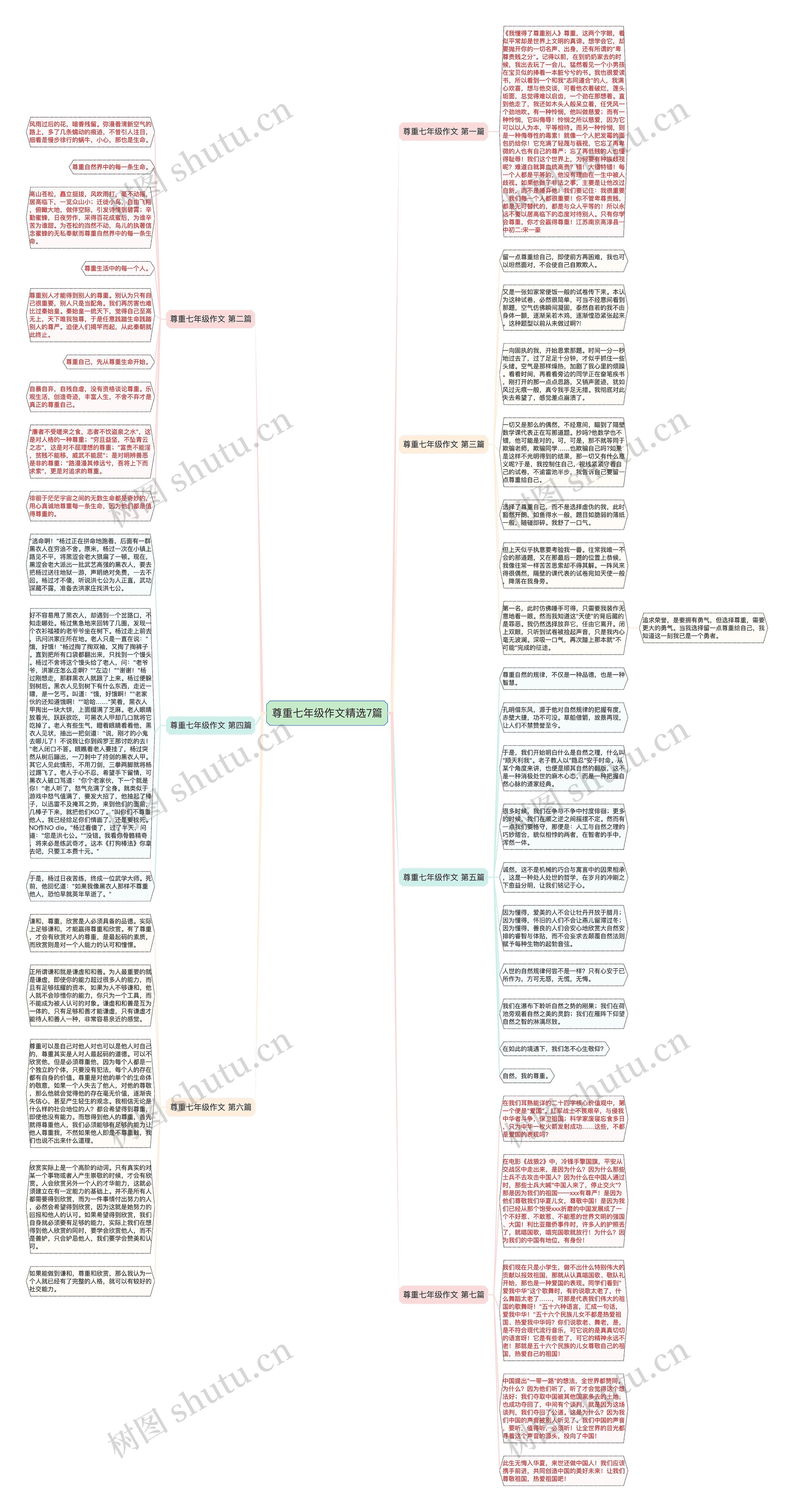 尊重七年级作文精选7篇思维导图