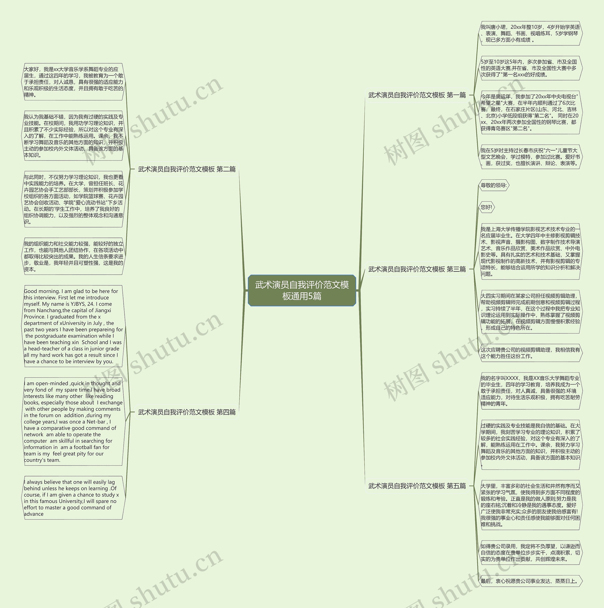 武术演员自我评价范文通用5篇思维导图
