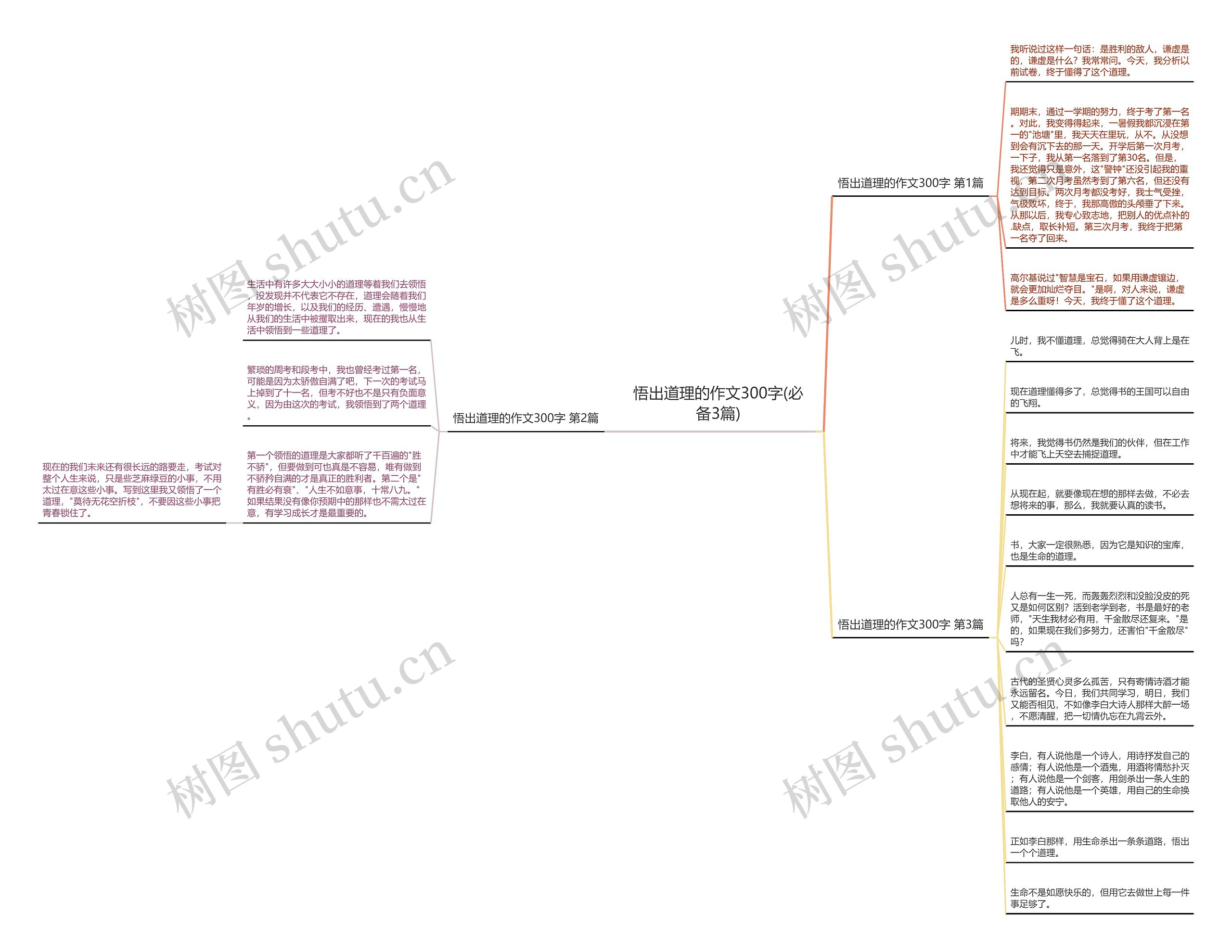 悟出道理的作文300字(必备3篇)思维导图