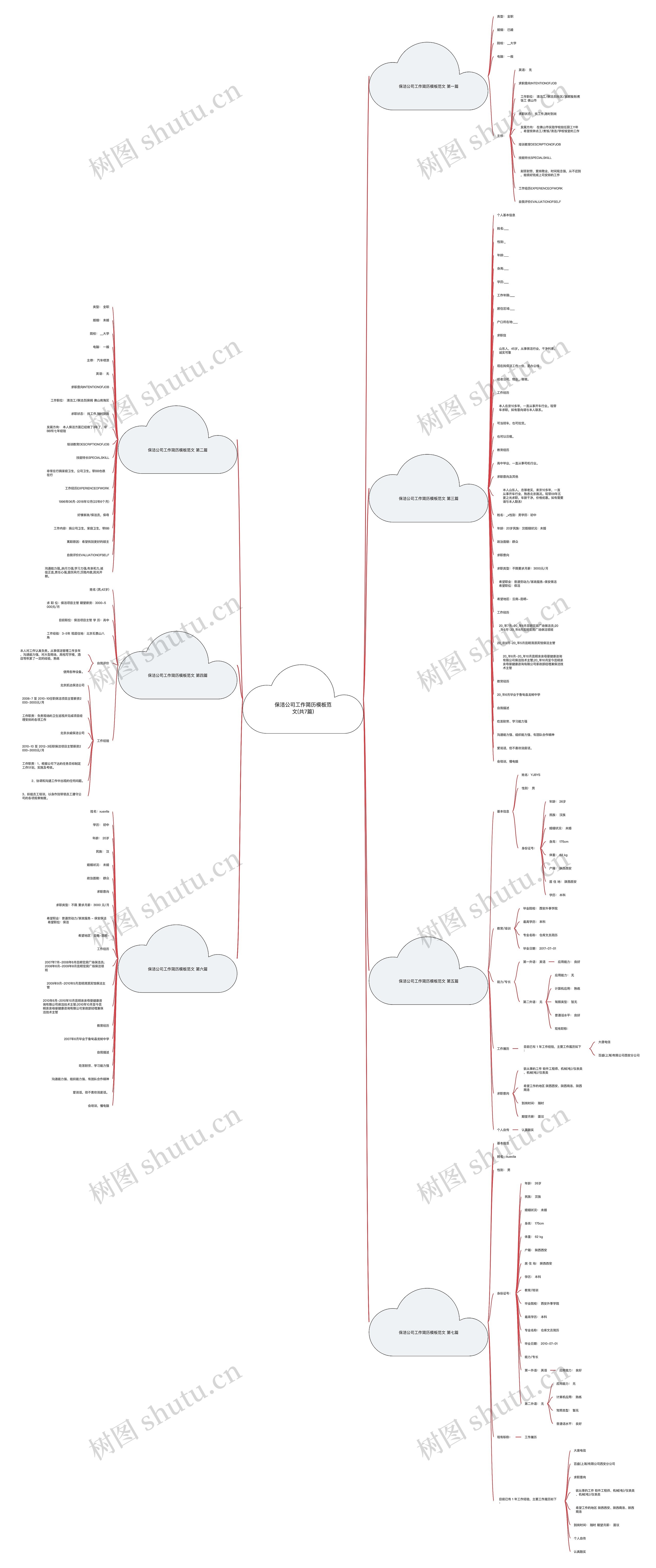 保洁公司工作简历范文(共7篇)思维导图
