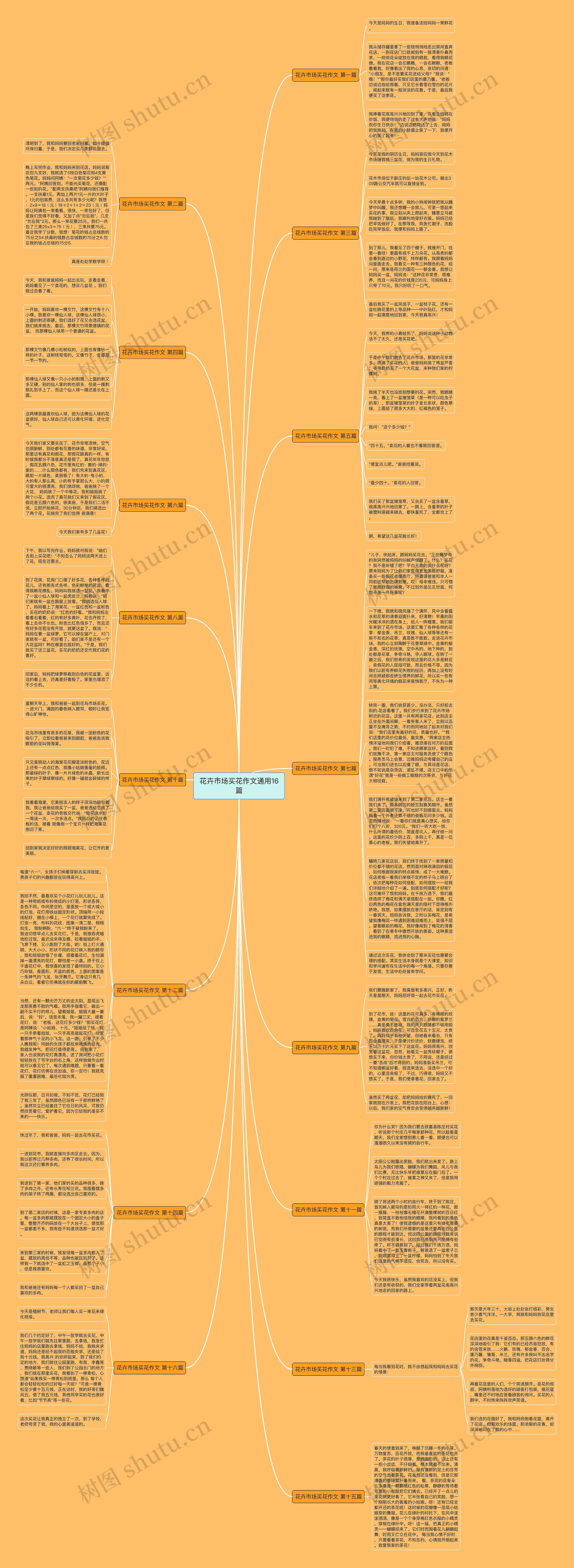 花卉市场买花作文通用16篇思维导图