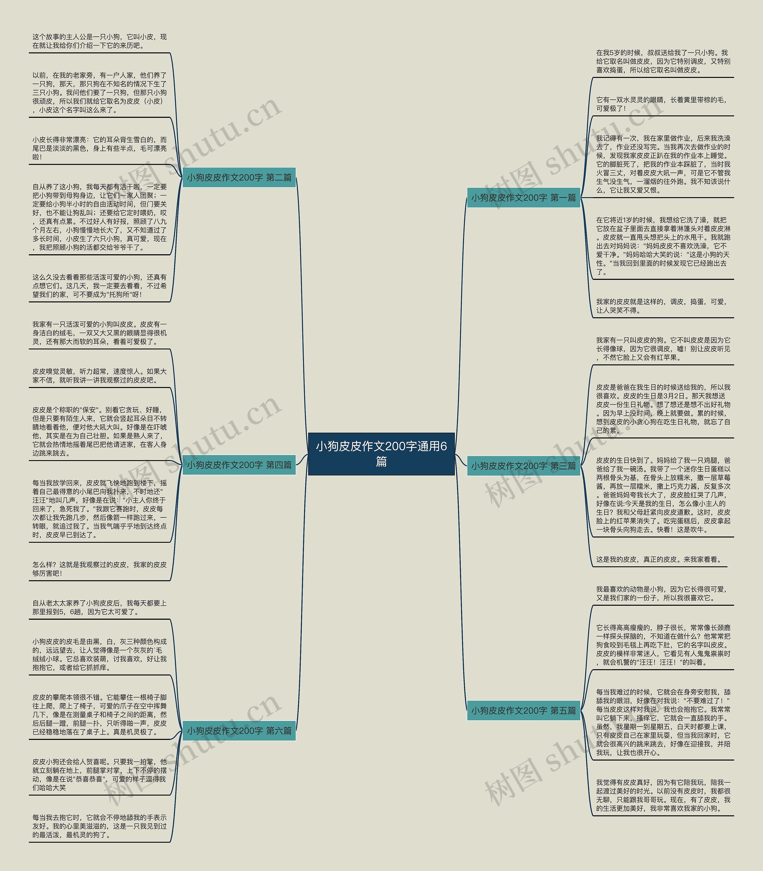 小狗皮皮作文200字通用6篇思维导图