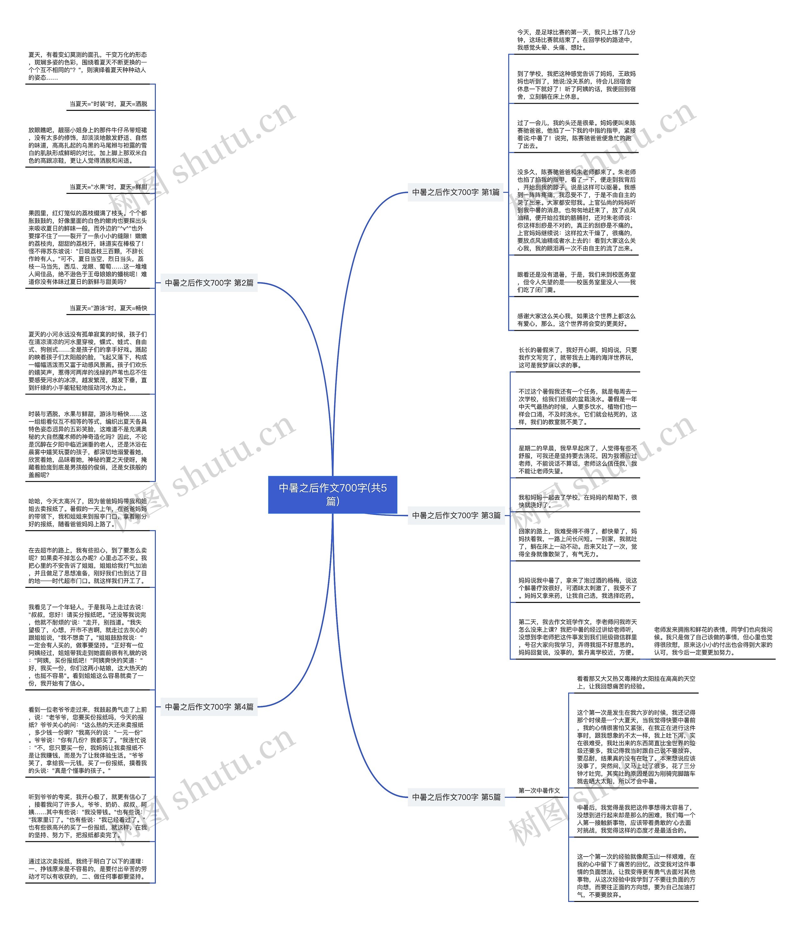 中暑之后作文700字(共5篇)思维导图