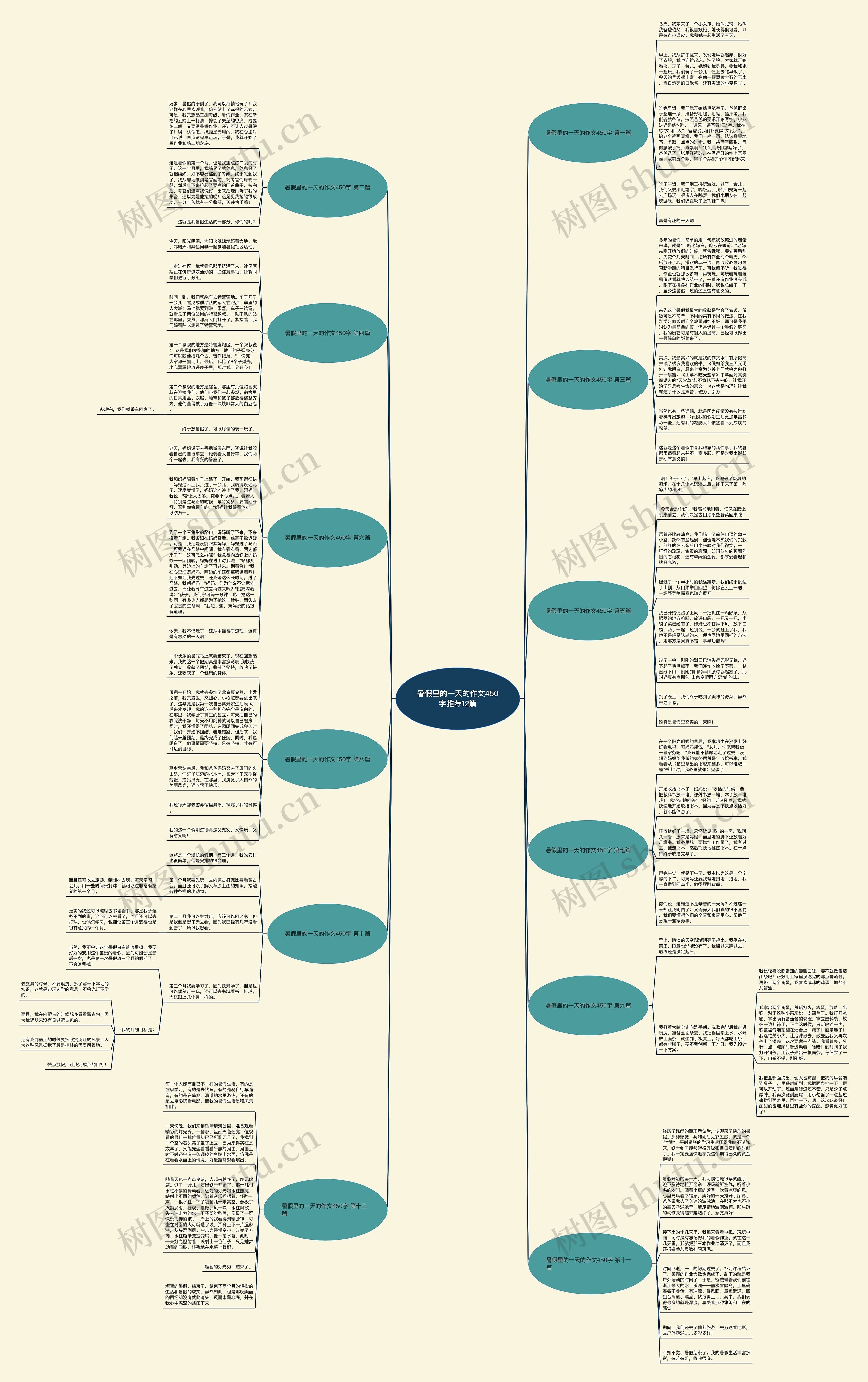 暑假里的一天的作文450字推荐12篇思维导图