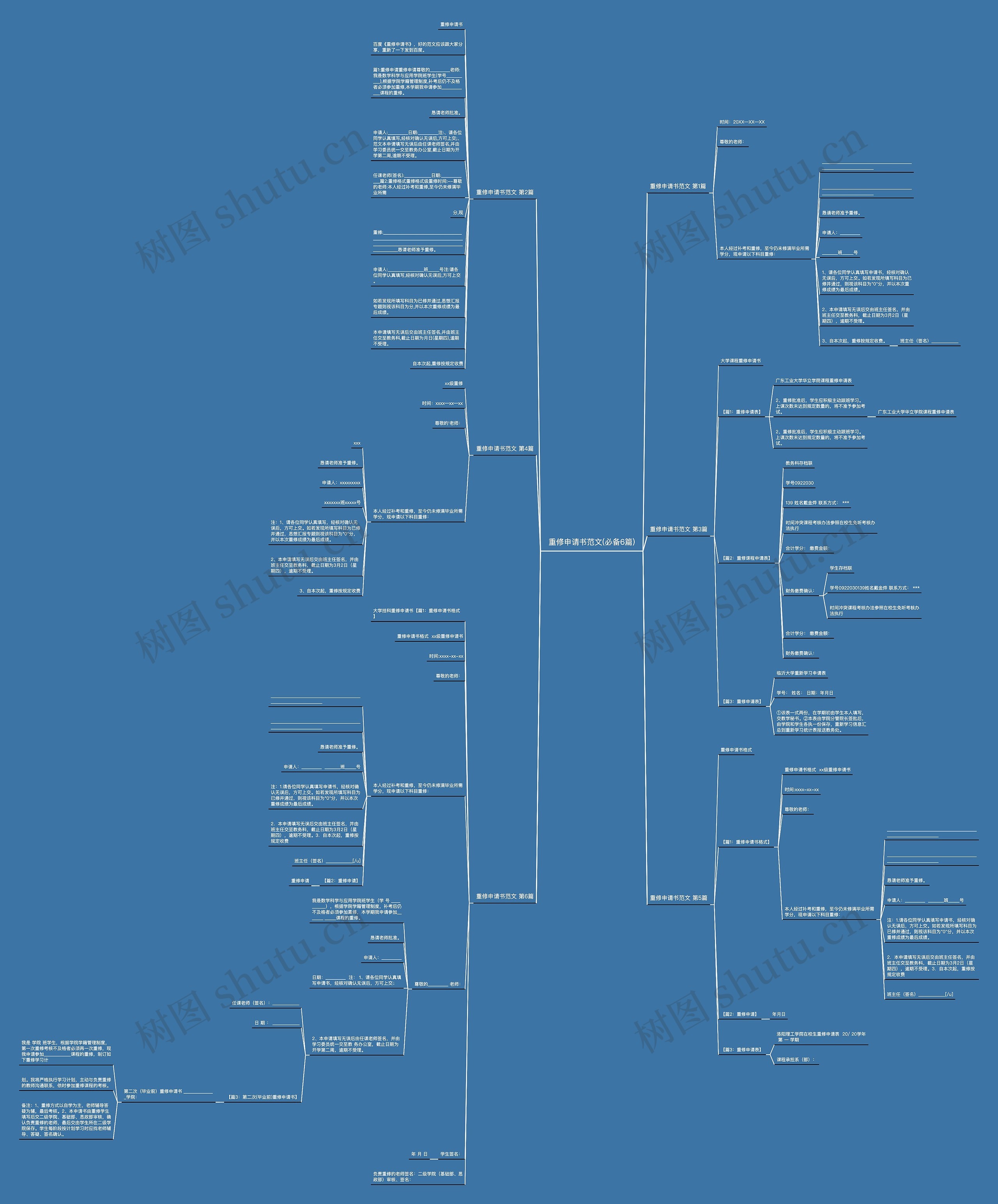 重修申请书范文(必备6篇)思维导图