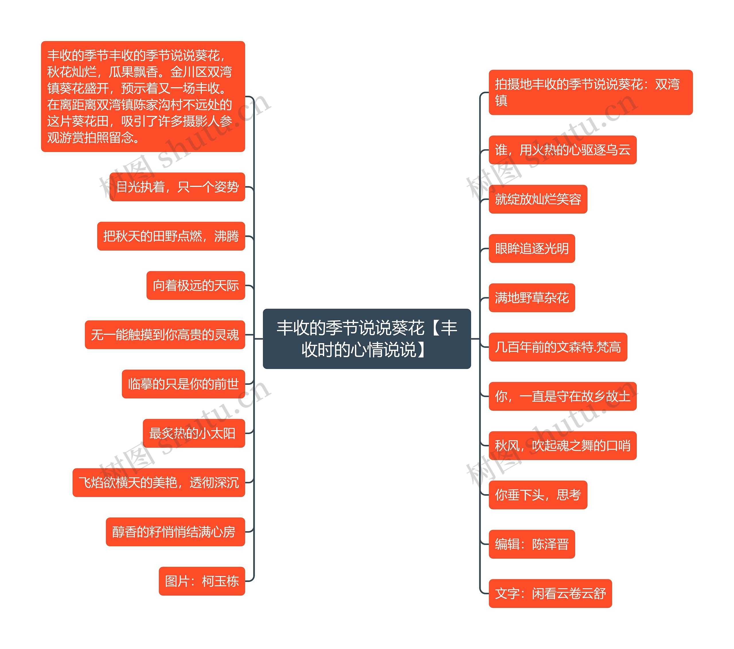 丰收的季节说说葵花【丰收时的心情说说】思维导图