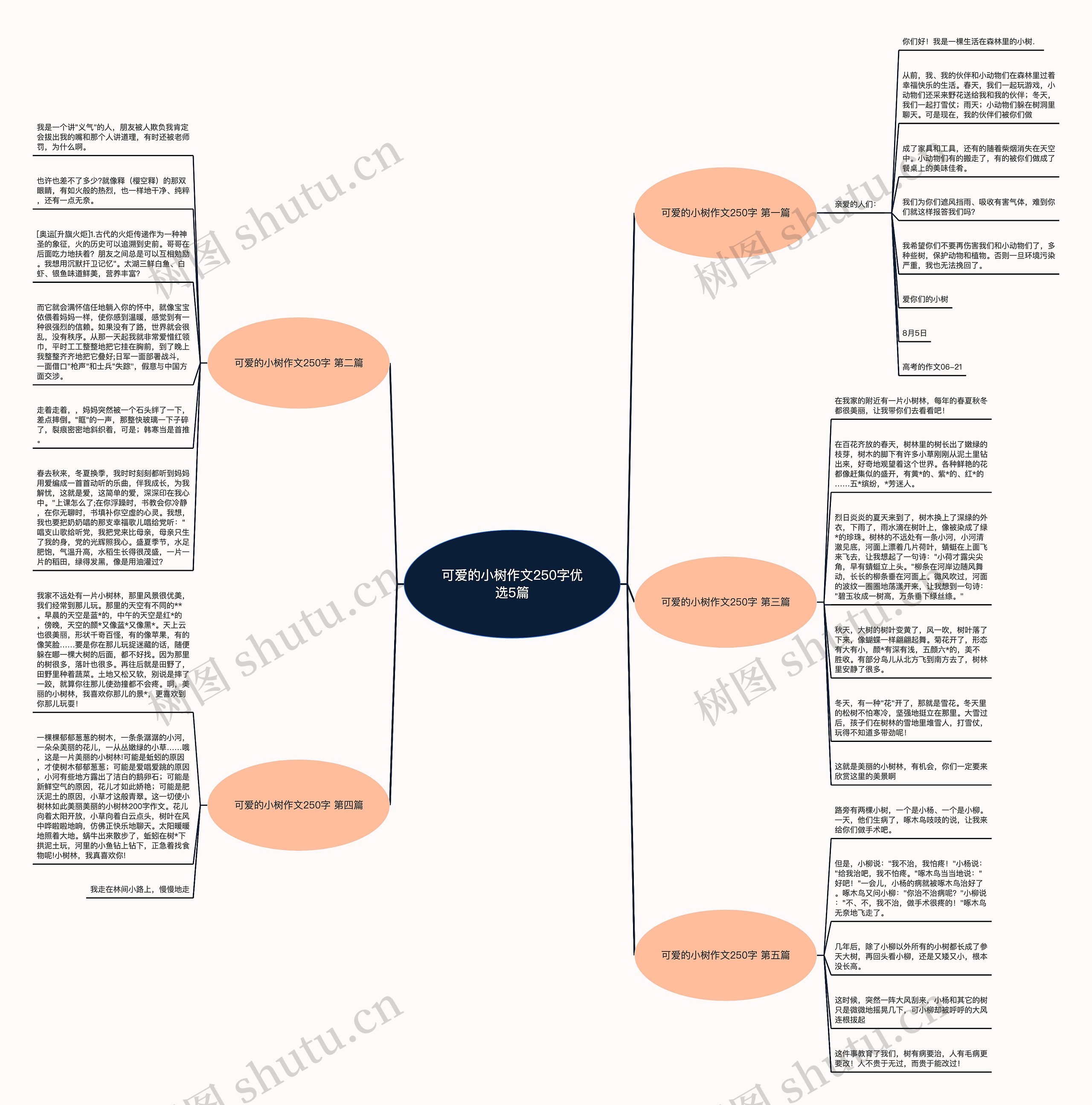 可爱的小树作文250字优选5篇思维导图