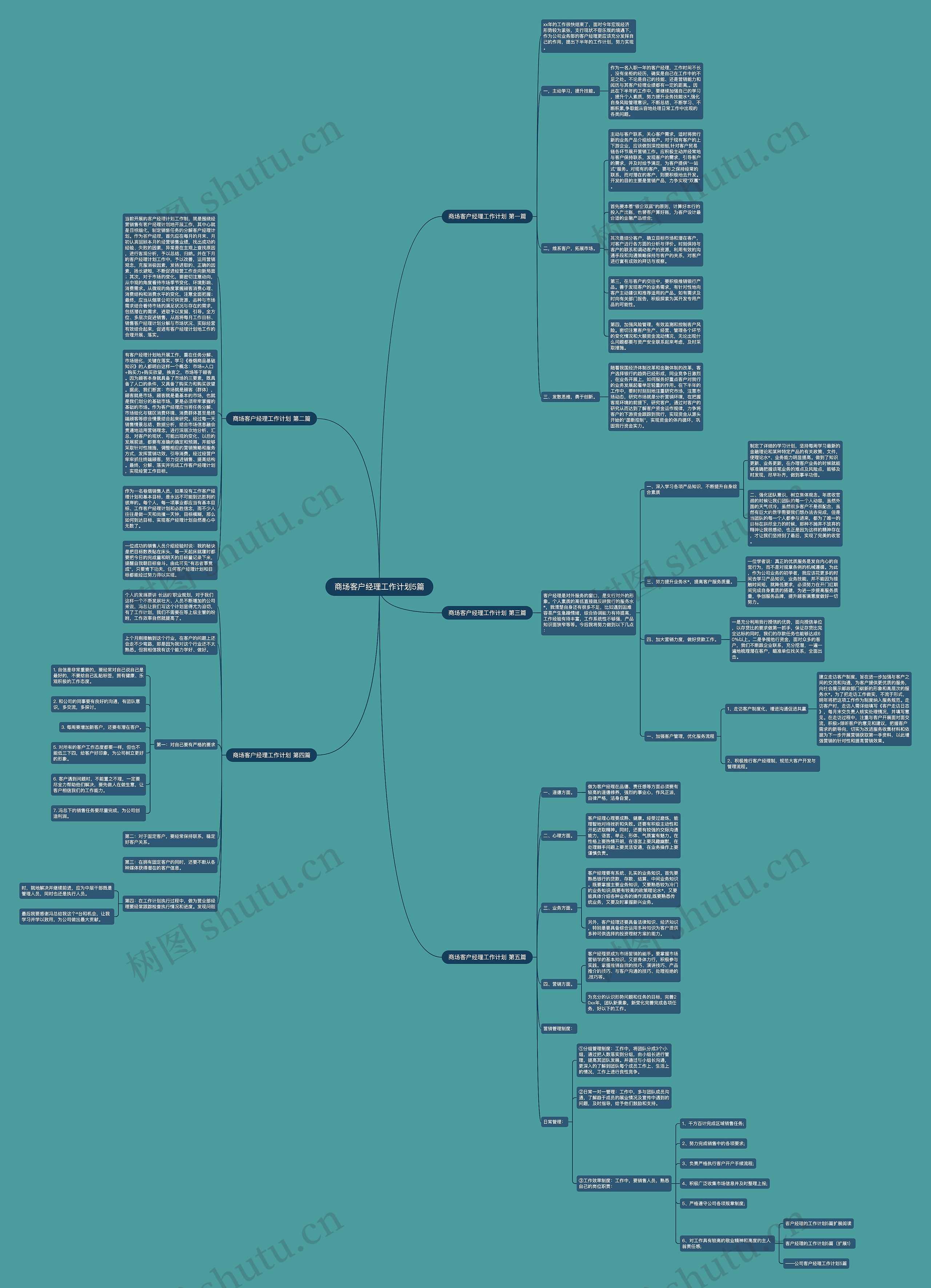 商场客户经理工作计划5篇思维导图