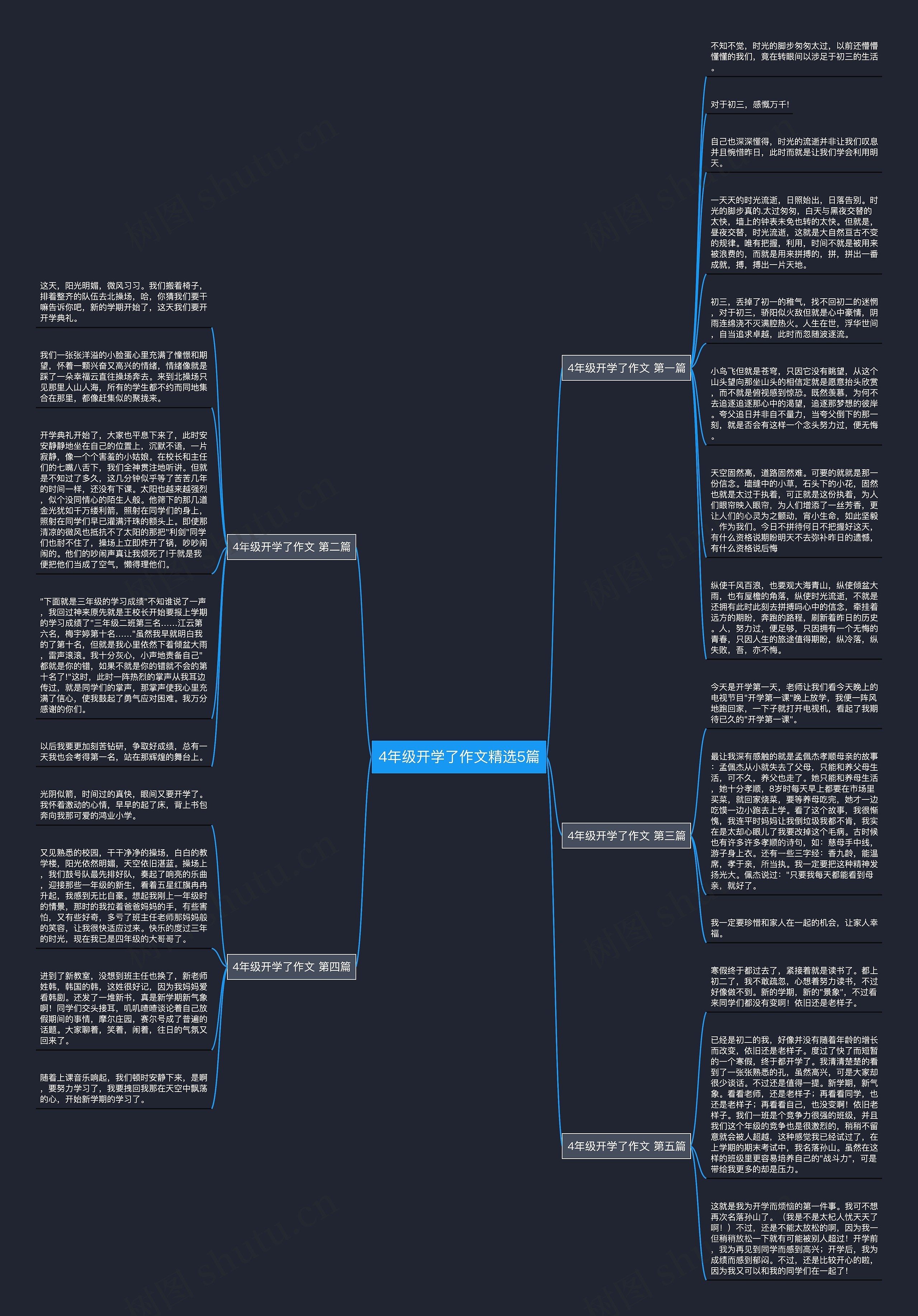 4年级开学了作文精选5篇思维导图