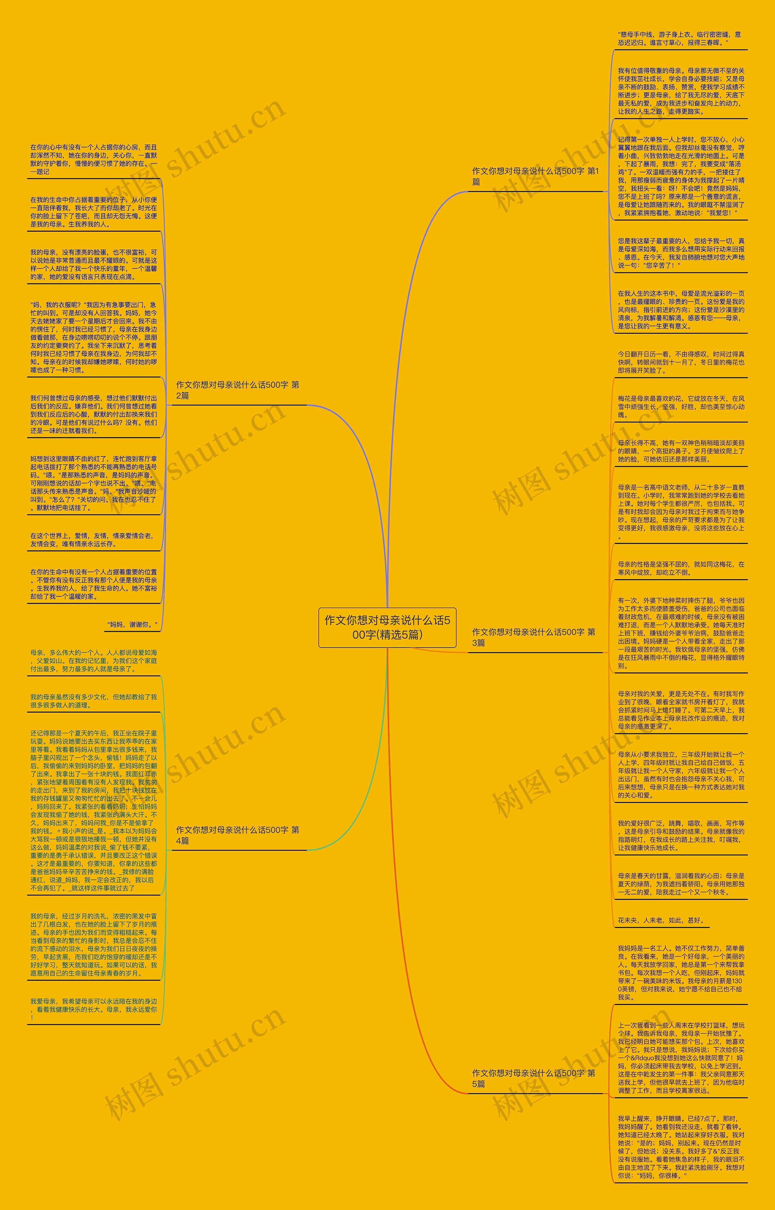 作文你想对母亲说什么话500字(精选5篇)思维导图