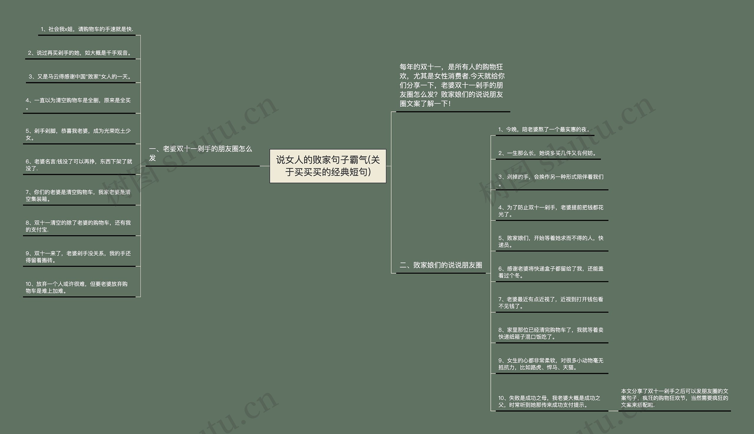 说女人的败家句子霸气(关于买买买的经典短句)思维导图