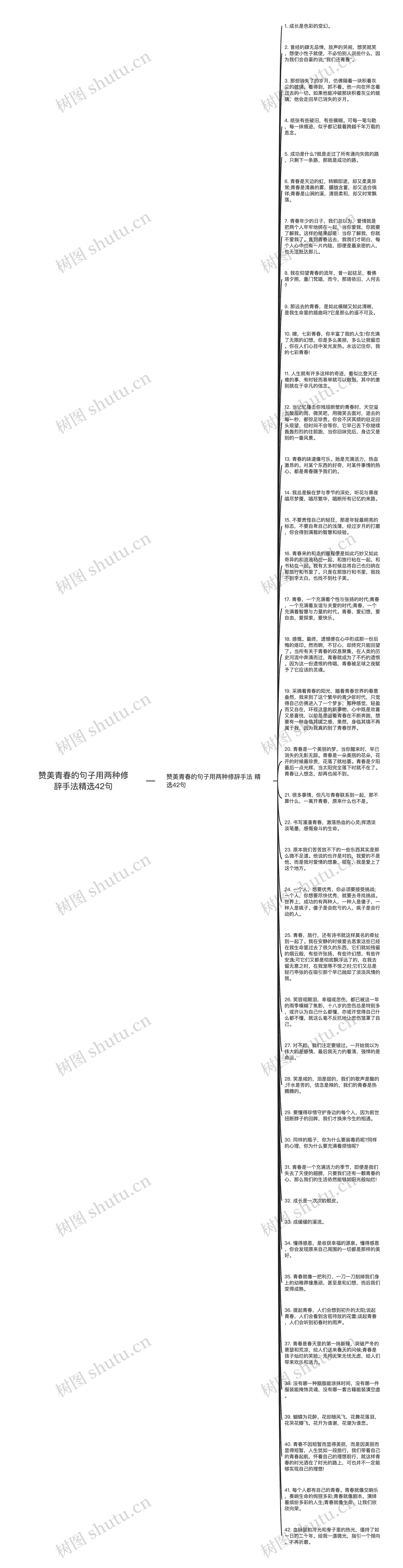 赞美青春的句子用两种修辞手法精选42句思维导图