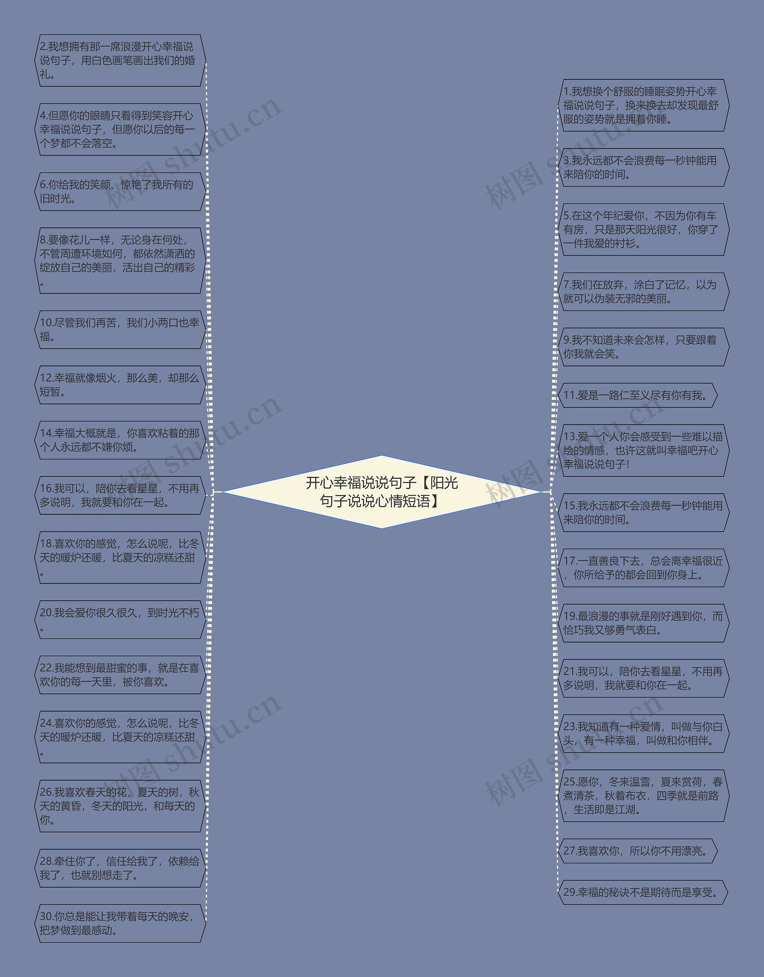 开心幸福说说句子【阳光句子说说心情短语】思维导图