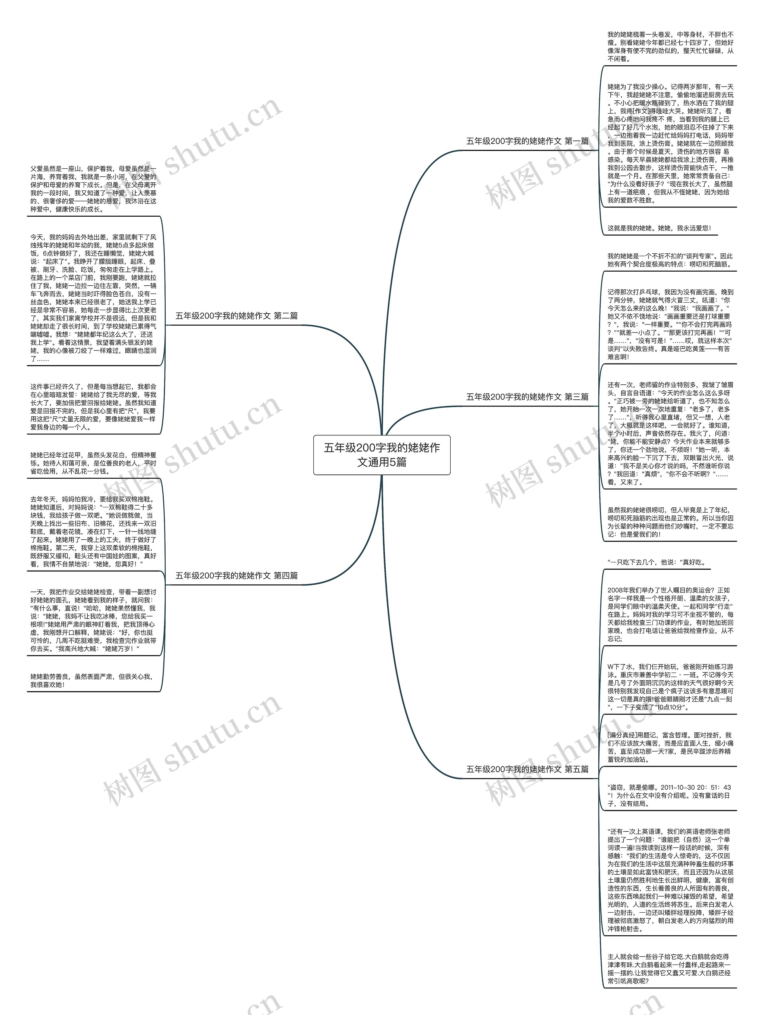 五年级200字我的姥姥作文通用5篇思维导图