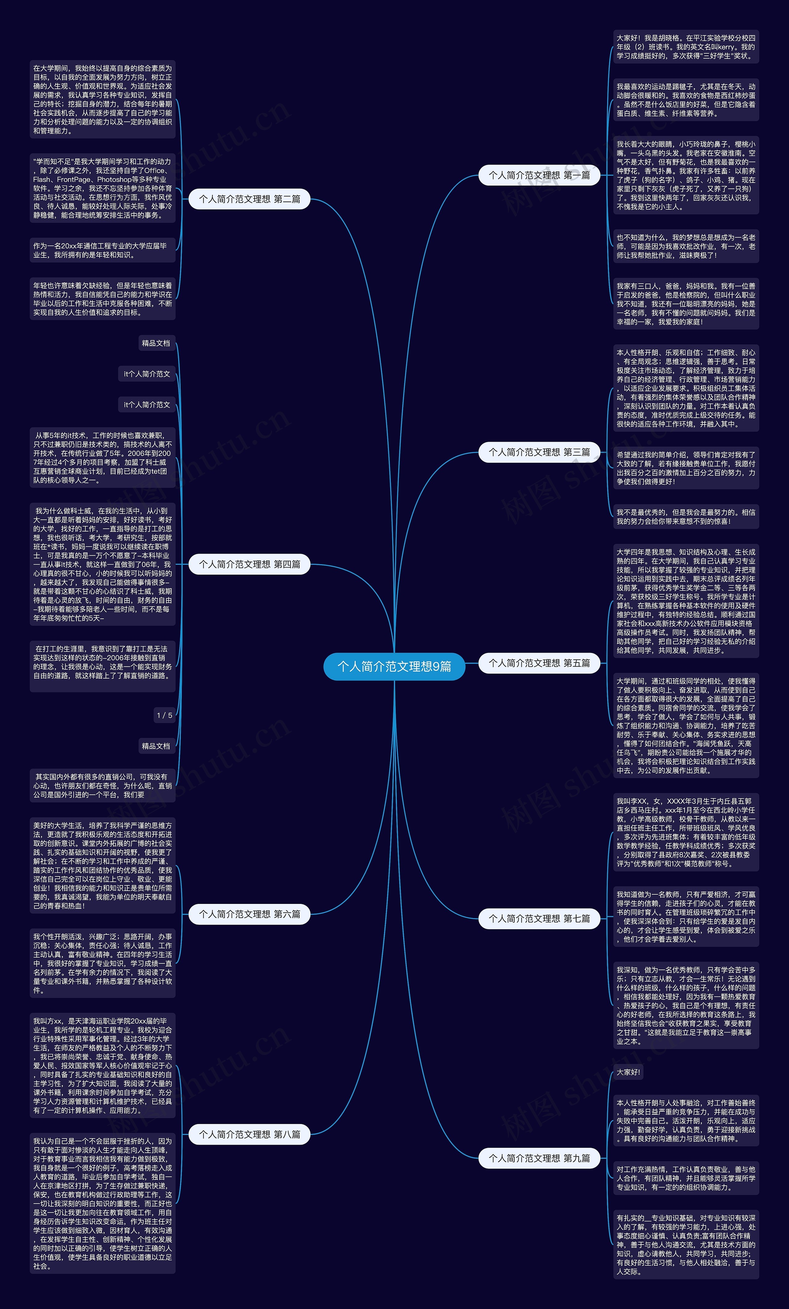 个人简介范文理想9篇思维导图