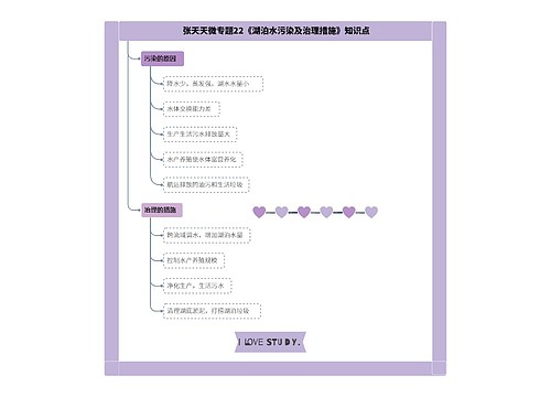 张天天微专题22《湖泊水污染及治理措施》知识点思维导图