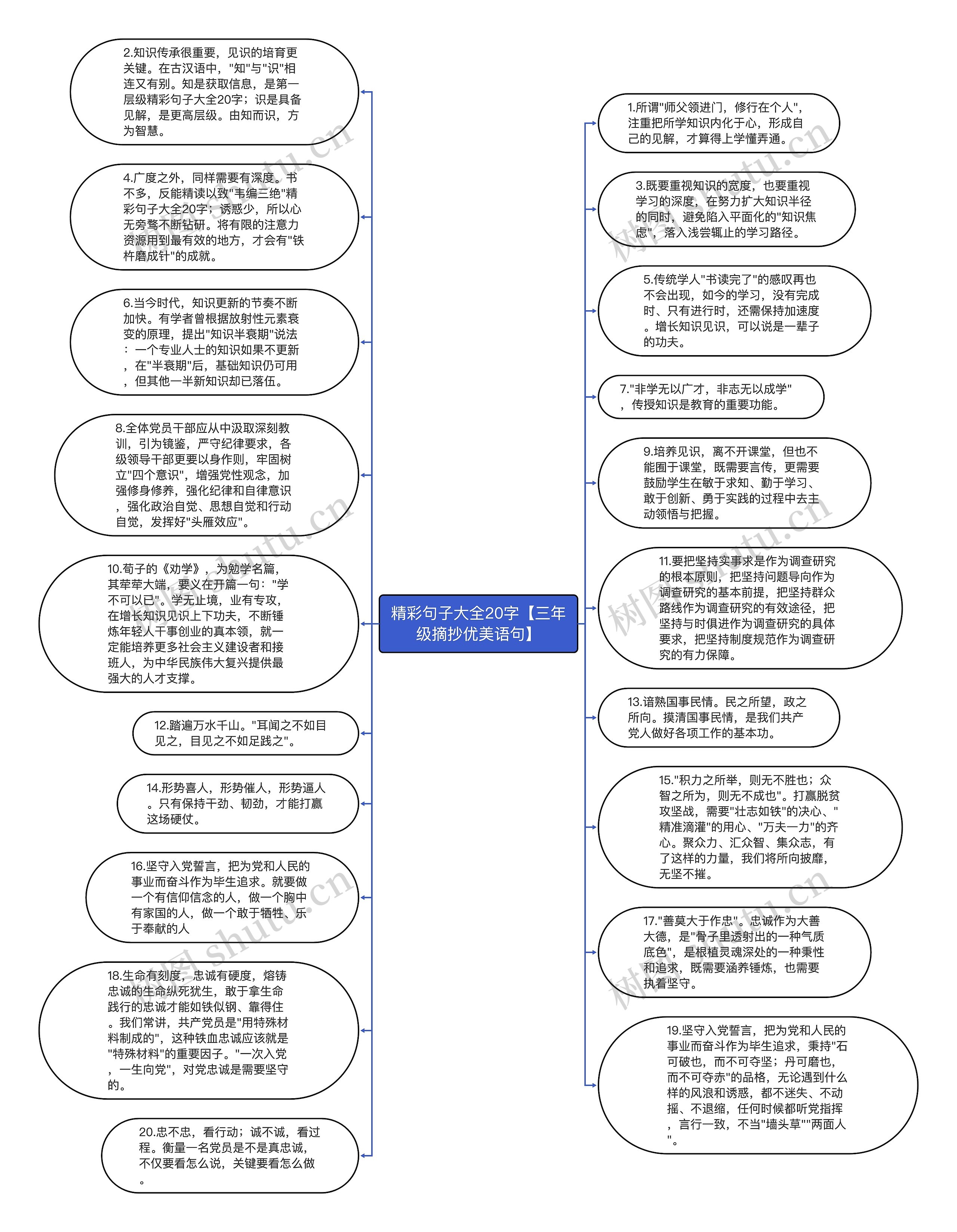 精彩句子大全20字【三年级摘抄优美语句】思维导图