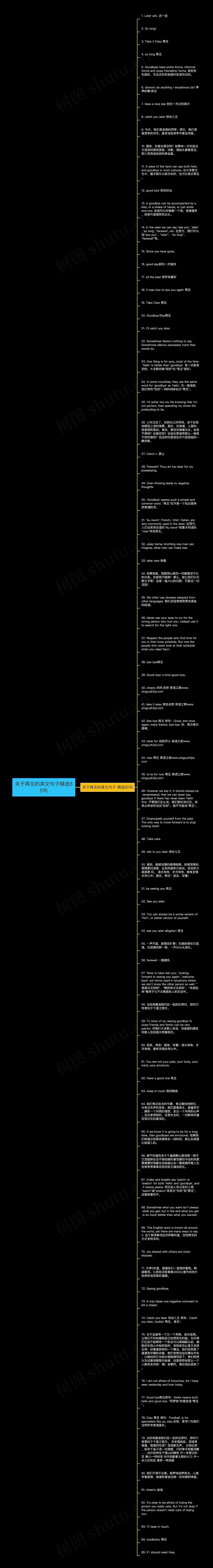 关于再见的英文句子精选85句思维导图