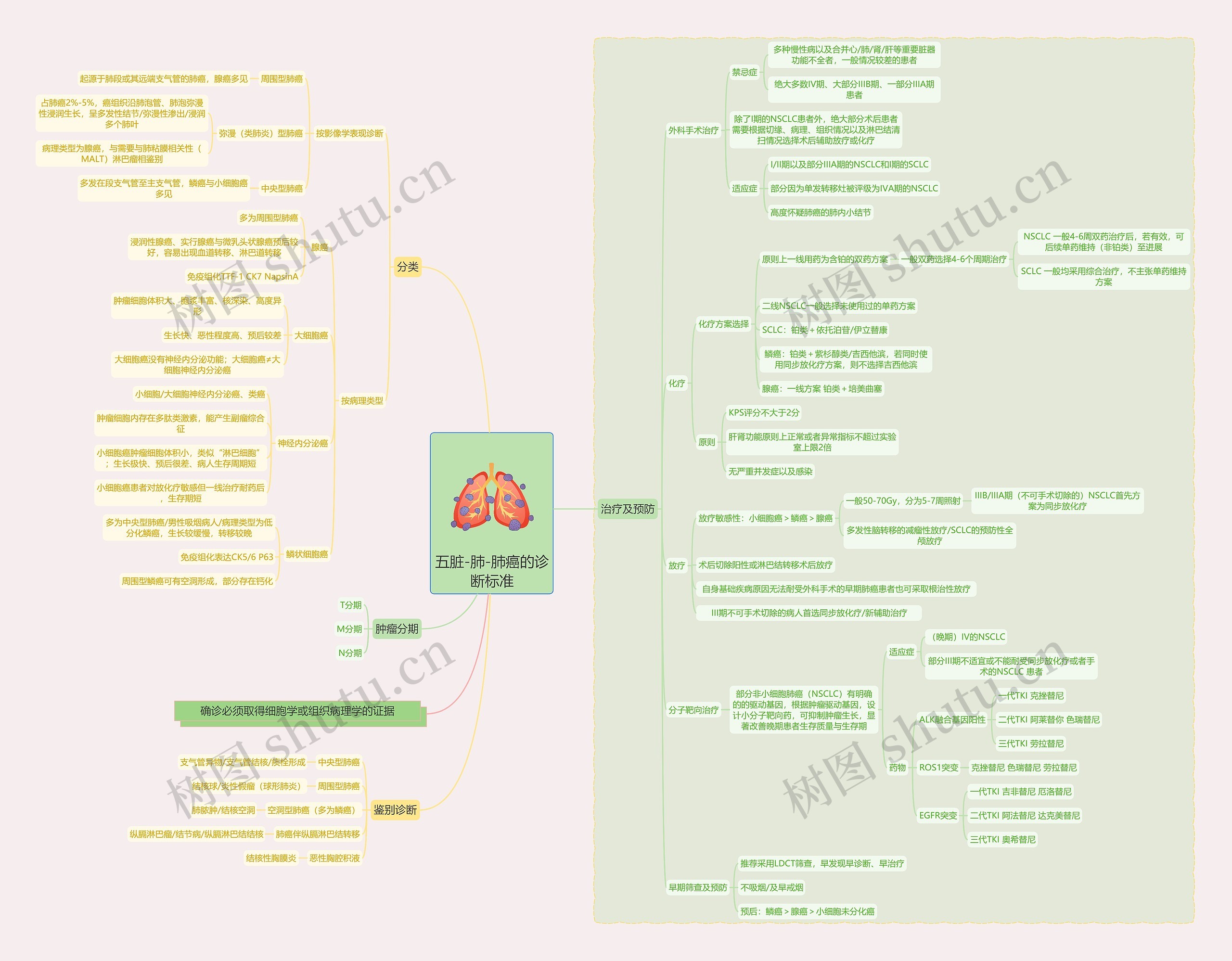 五脏-肺-肺癌的诊断标准思维导图
