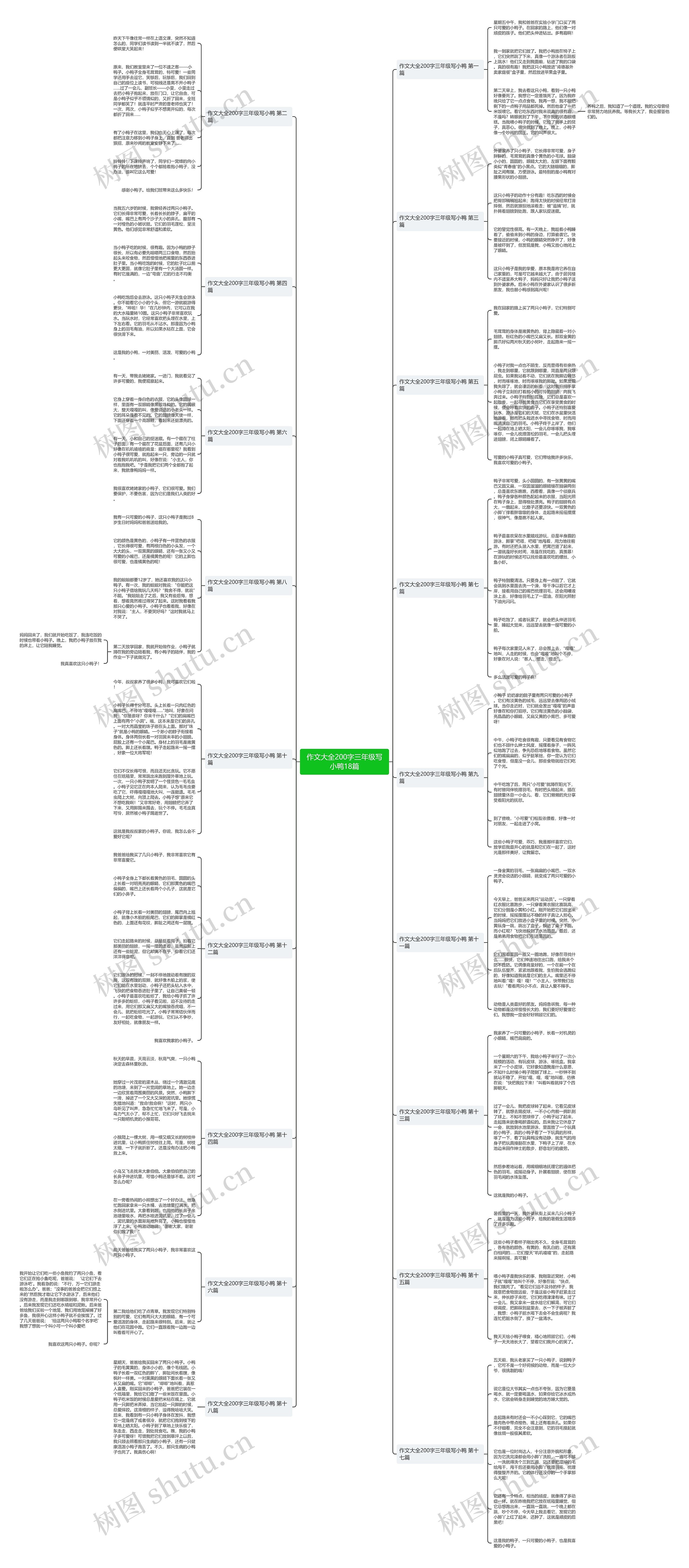 作文大全200字三年级写小鸭18篇思维导图