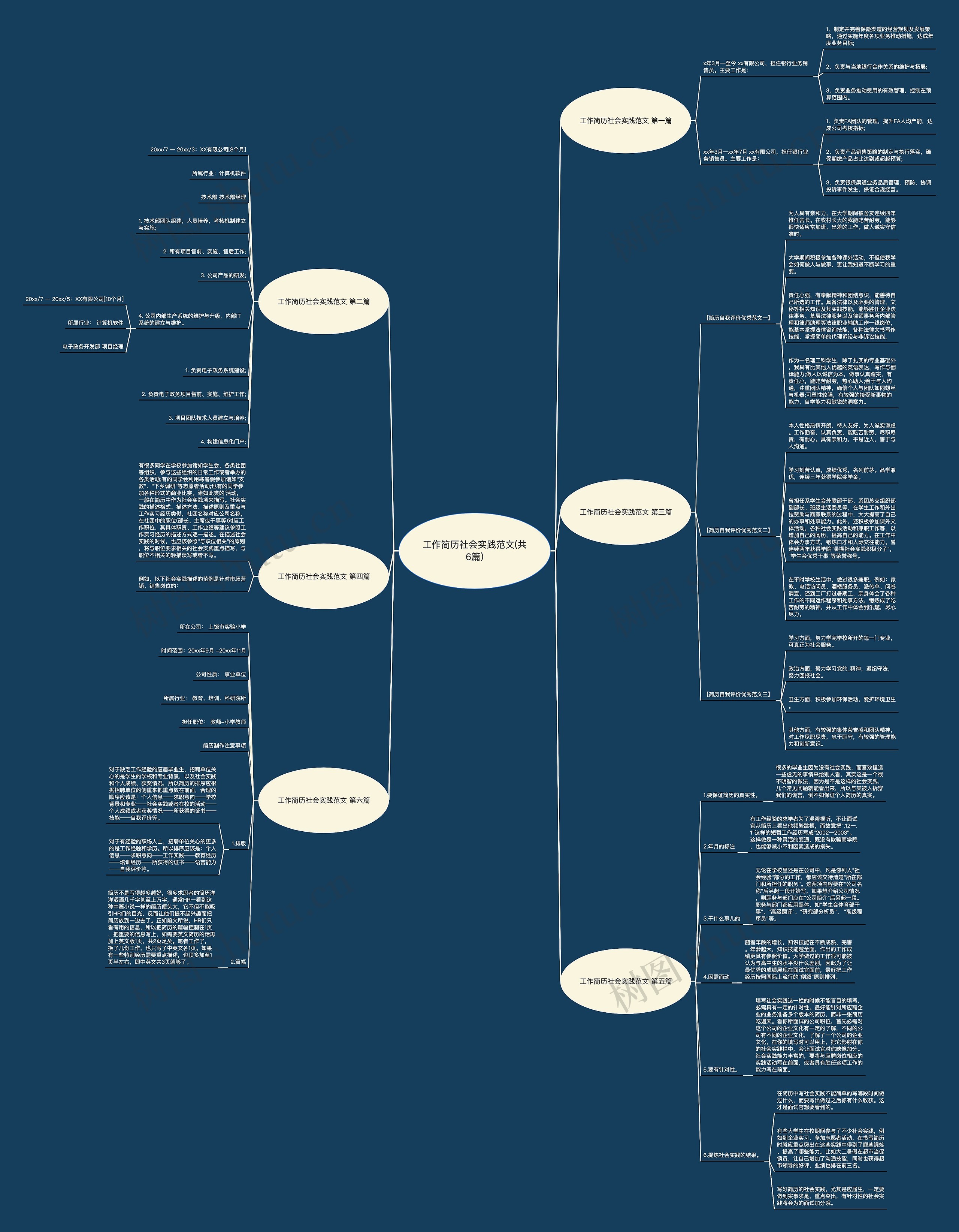 工作简历社会实践范文(共6篇)思维导图