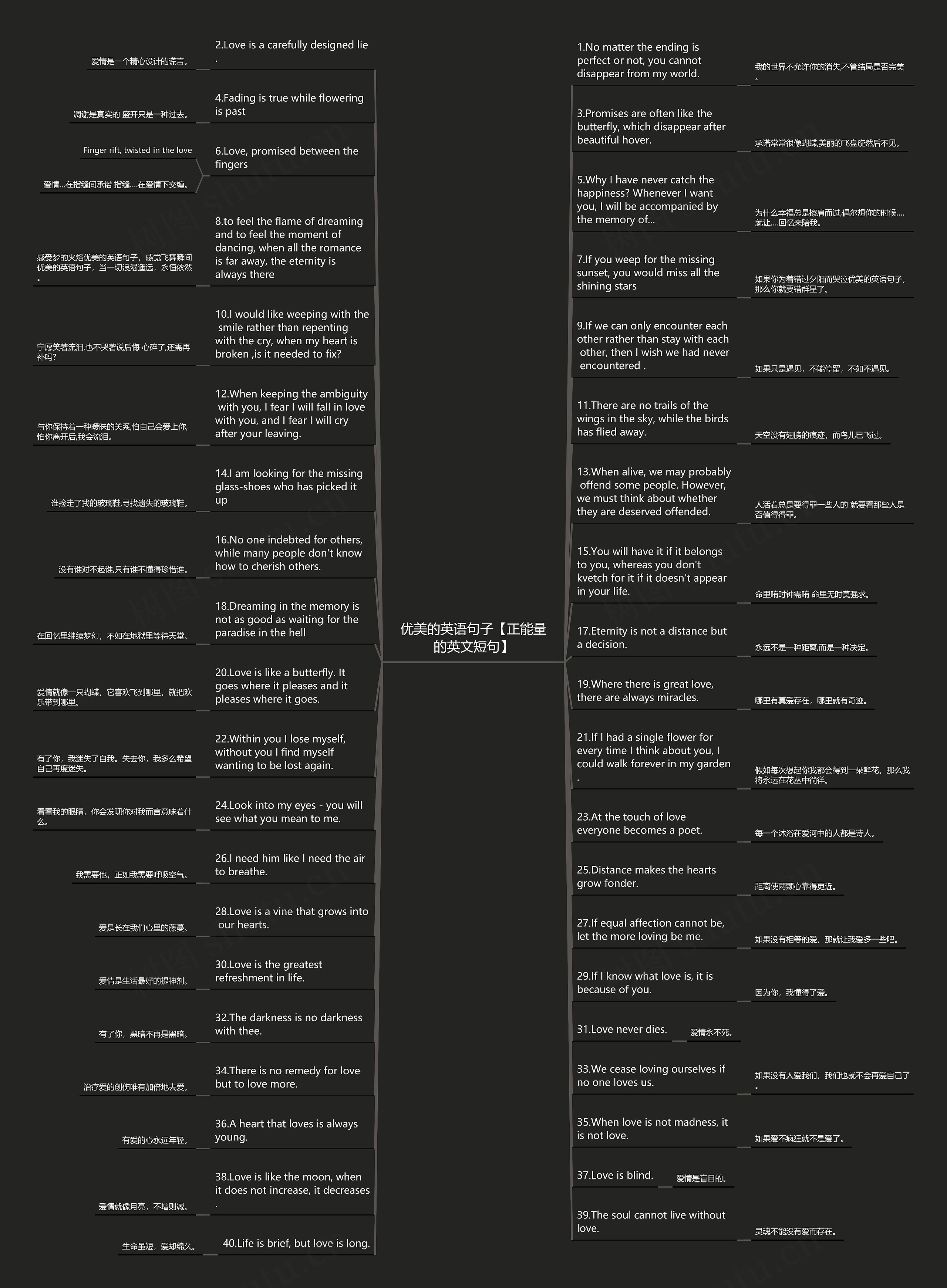 优美的英语句子【正能量的英文短句】思维导图