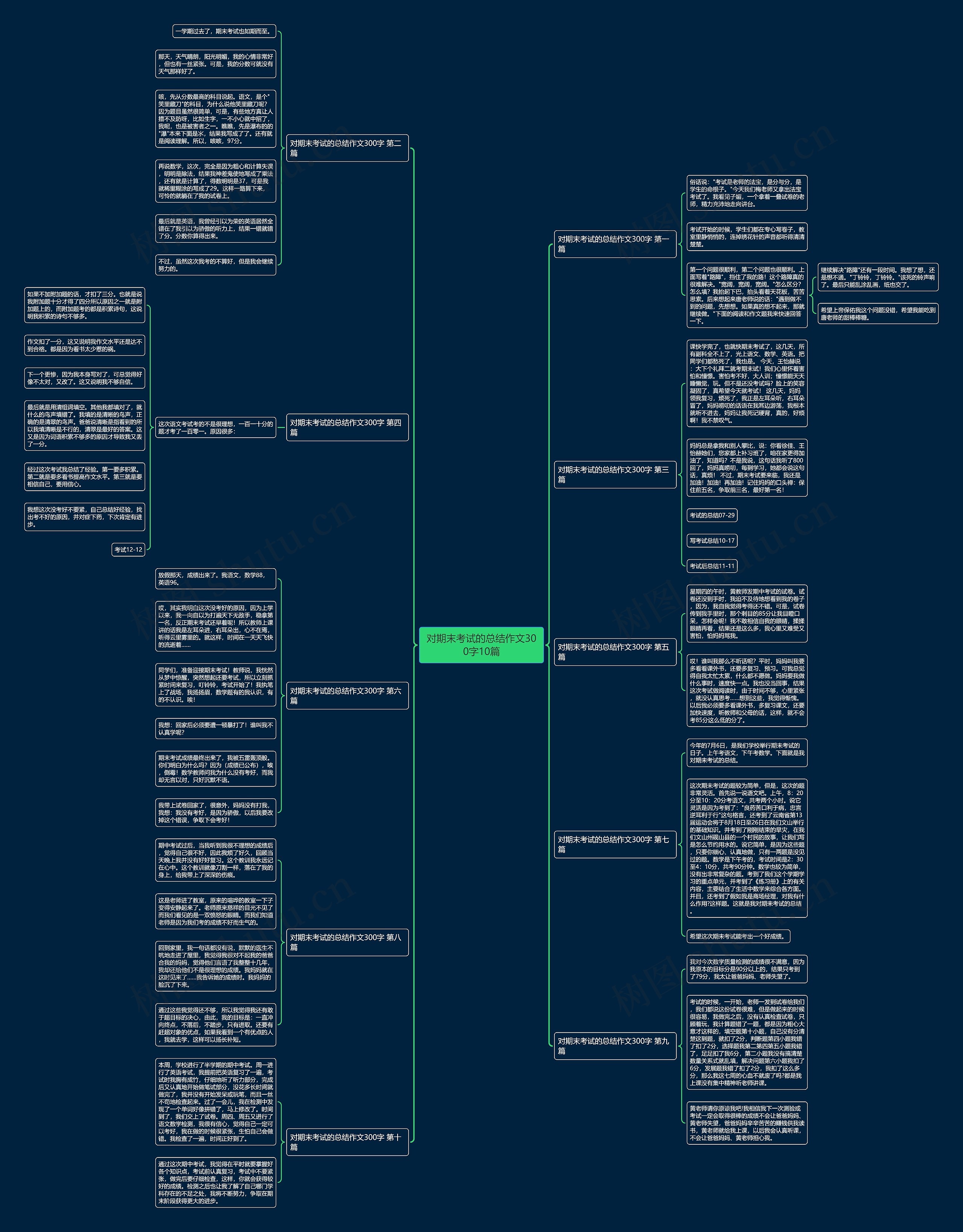 对期末考试的总结作文300字10篇思维导图