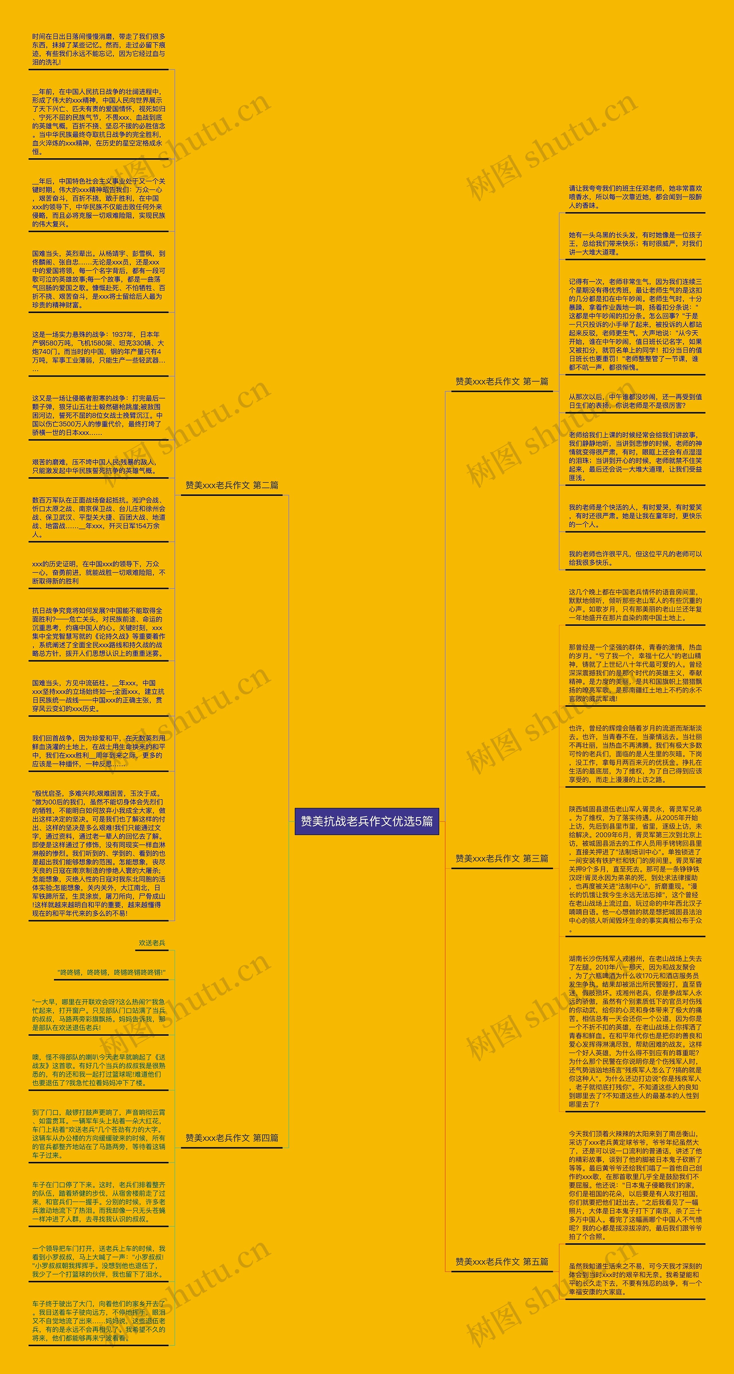 赞美抗战老兵作文优选5篇思维导图