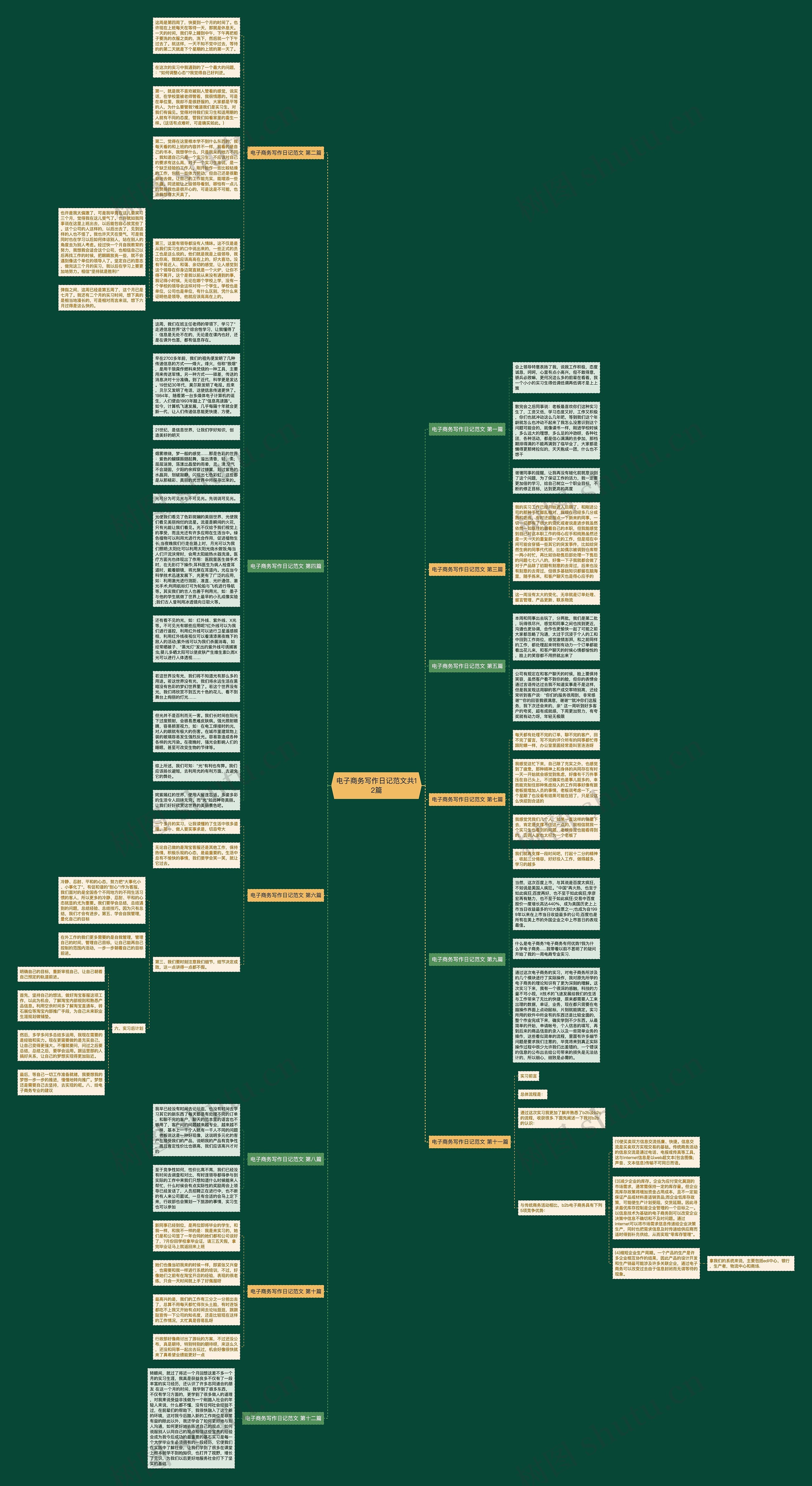 电子商务写作日记范文共12篇思维导图
