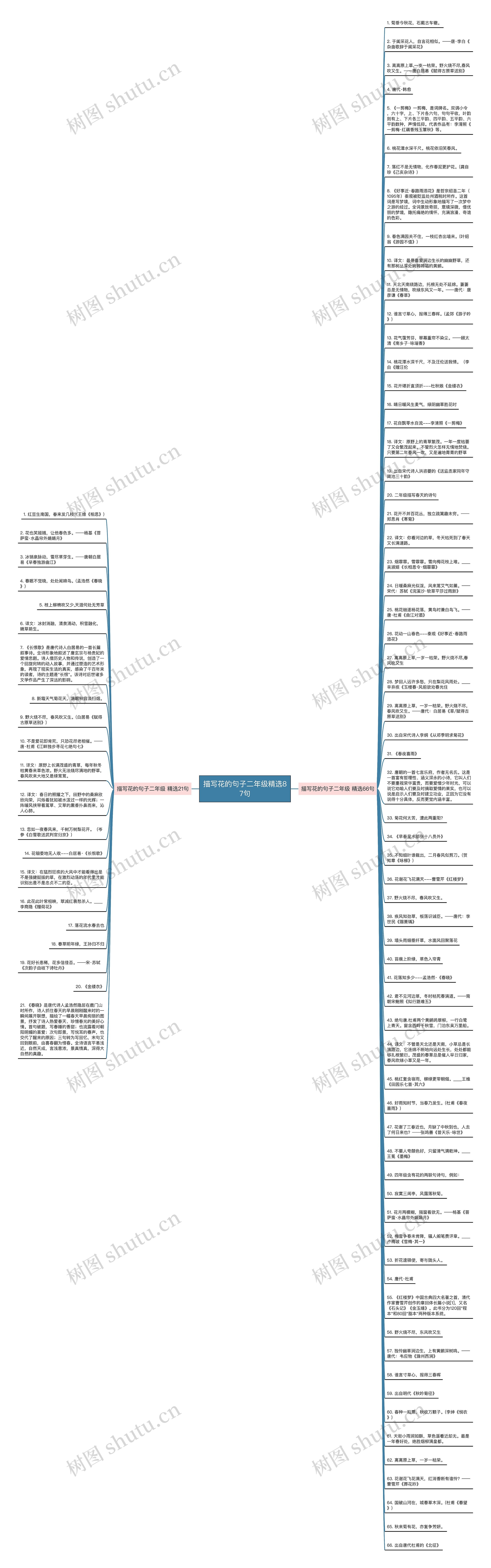 描写花的句子二年级精选87句思维导图