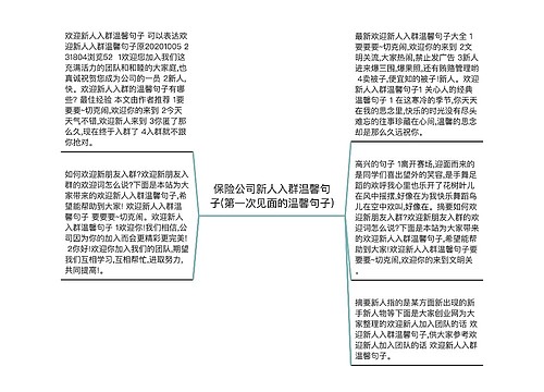 保险公司新人入群温馨句子(第一次见面的温馨句子)