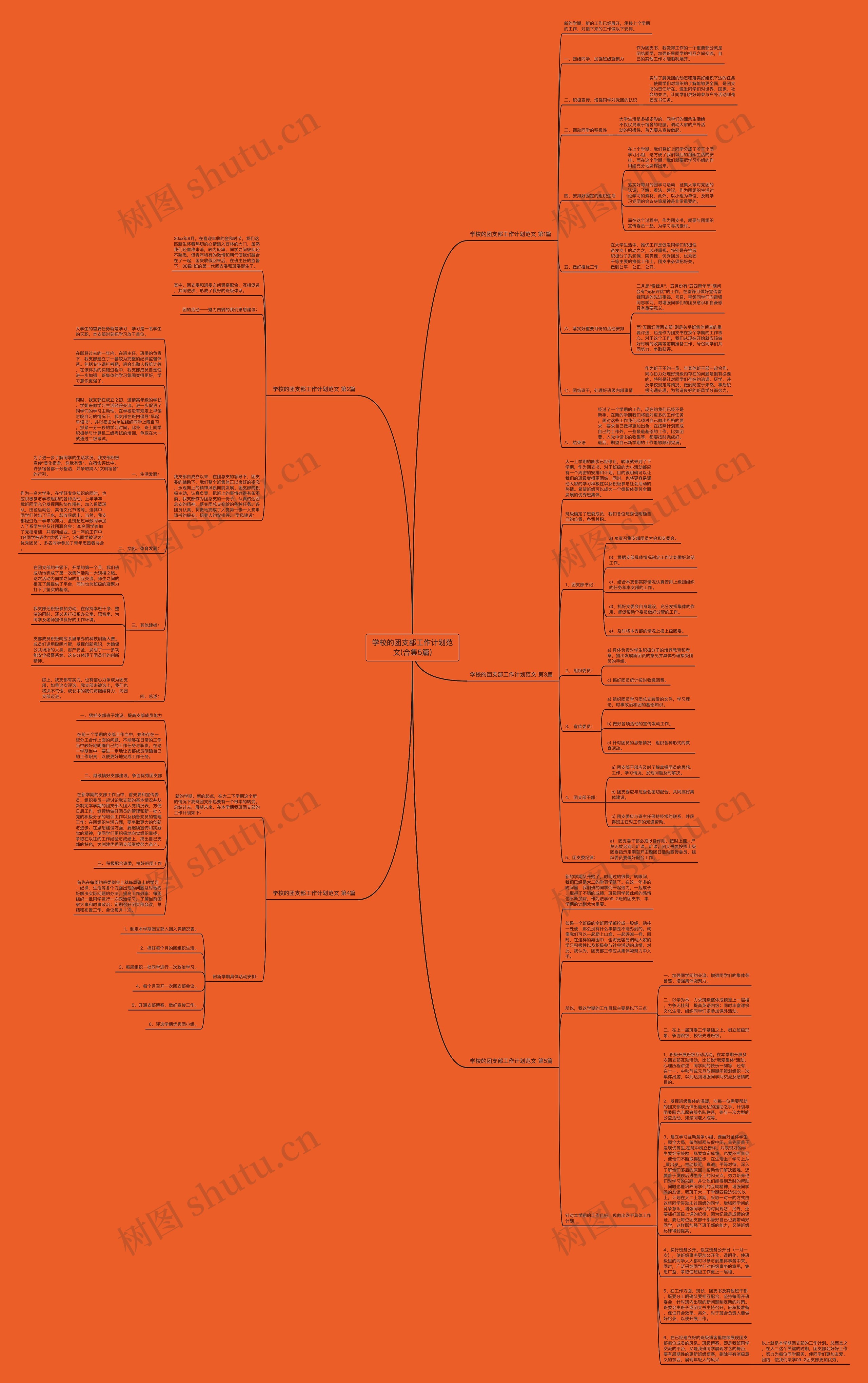 学校的团支部工作计划范文(合集5篇)思维导图