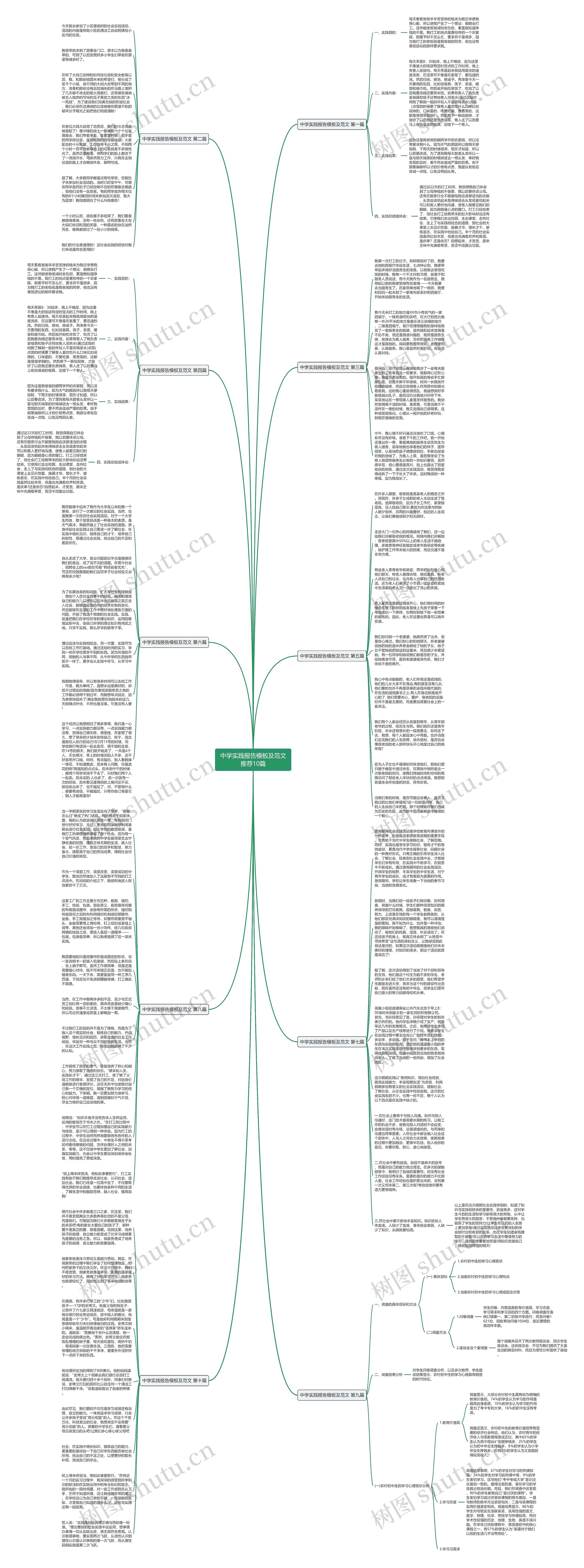 中学实践报告及范文推荐10篇思维导图