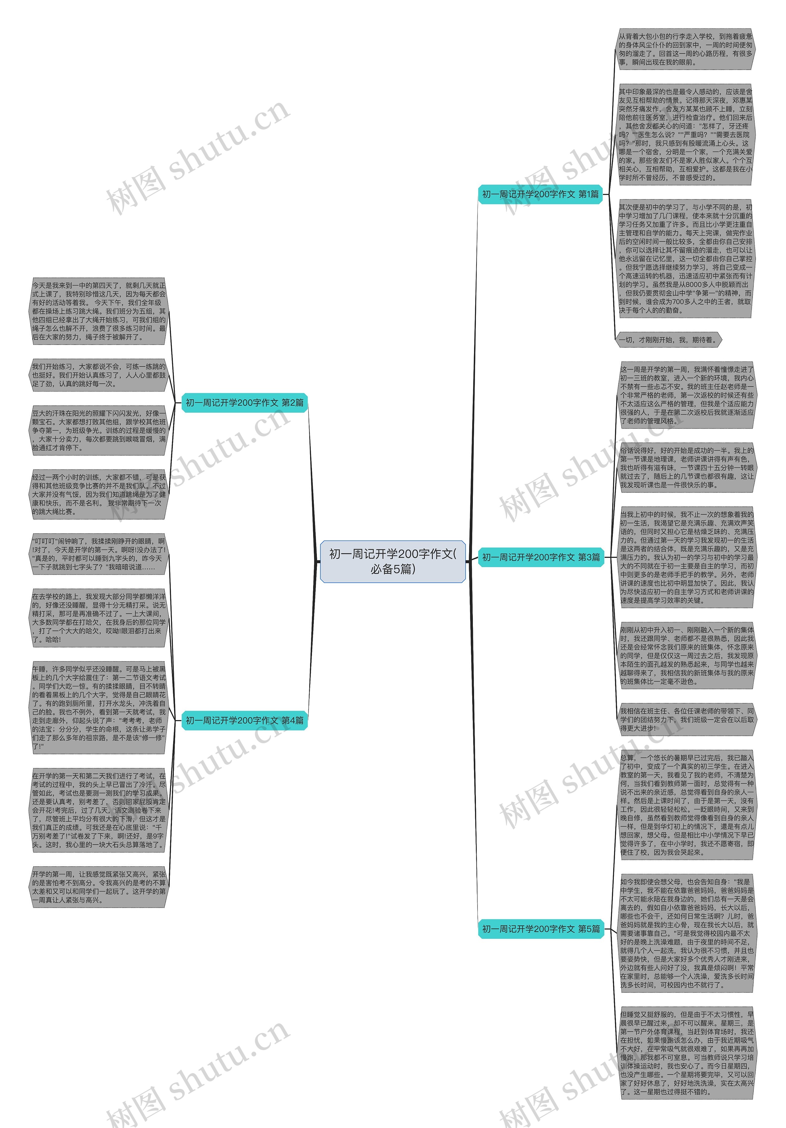 初一周记开学200字作文(必备5篇)思维导图