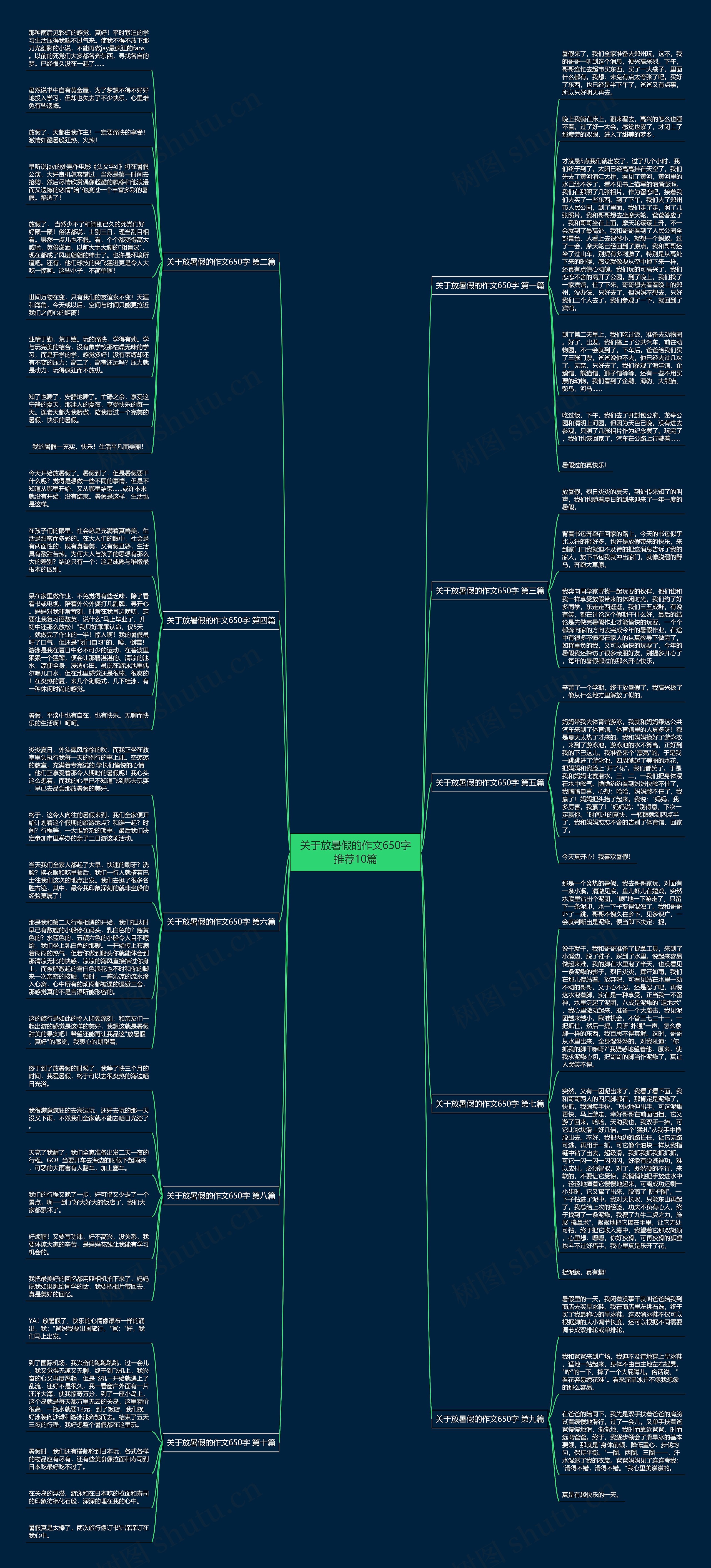 关于放暑假的作文650字推荐10篇思维导图