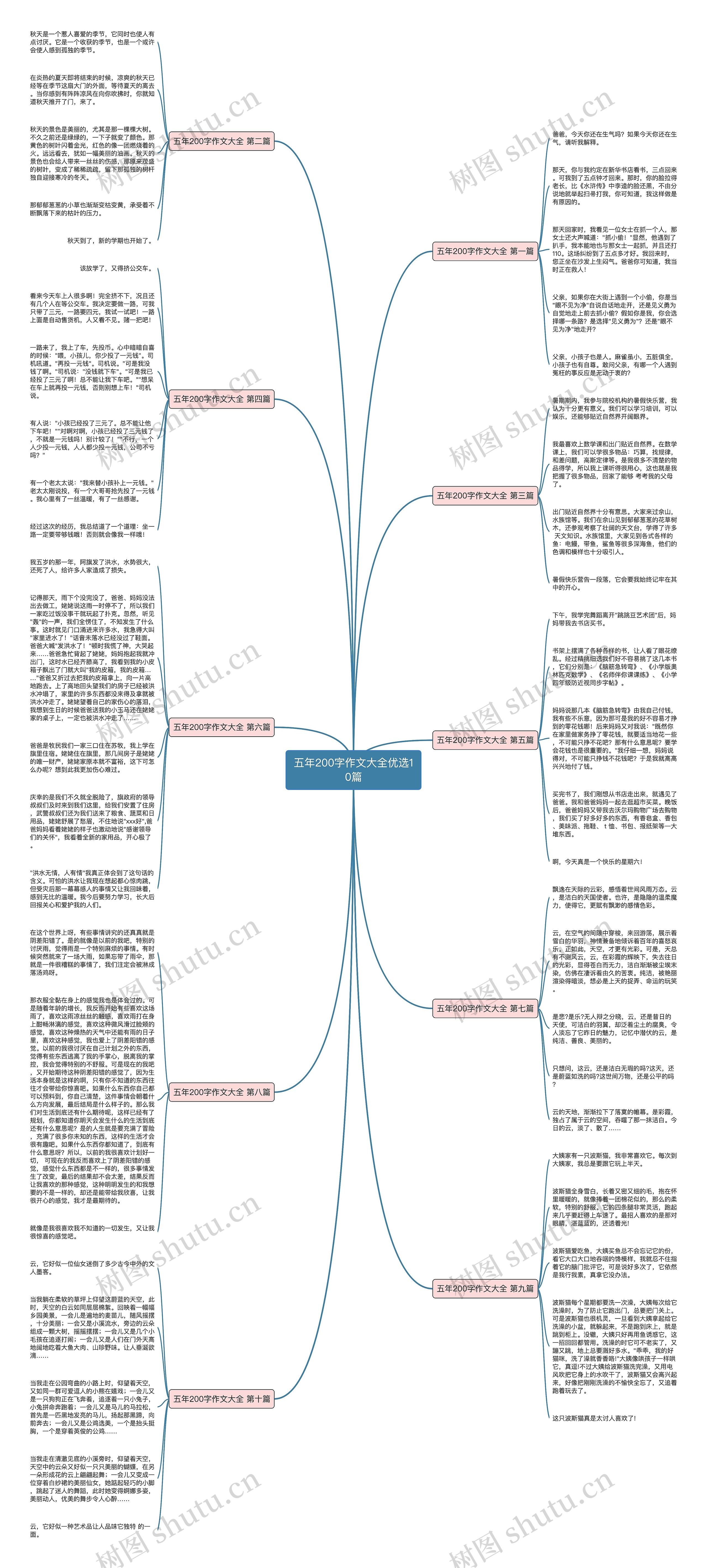 五年200字作文大全优选10篇思维导图