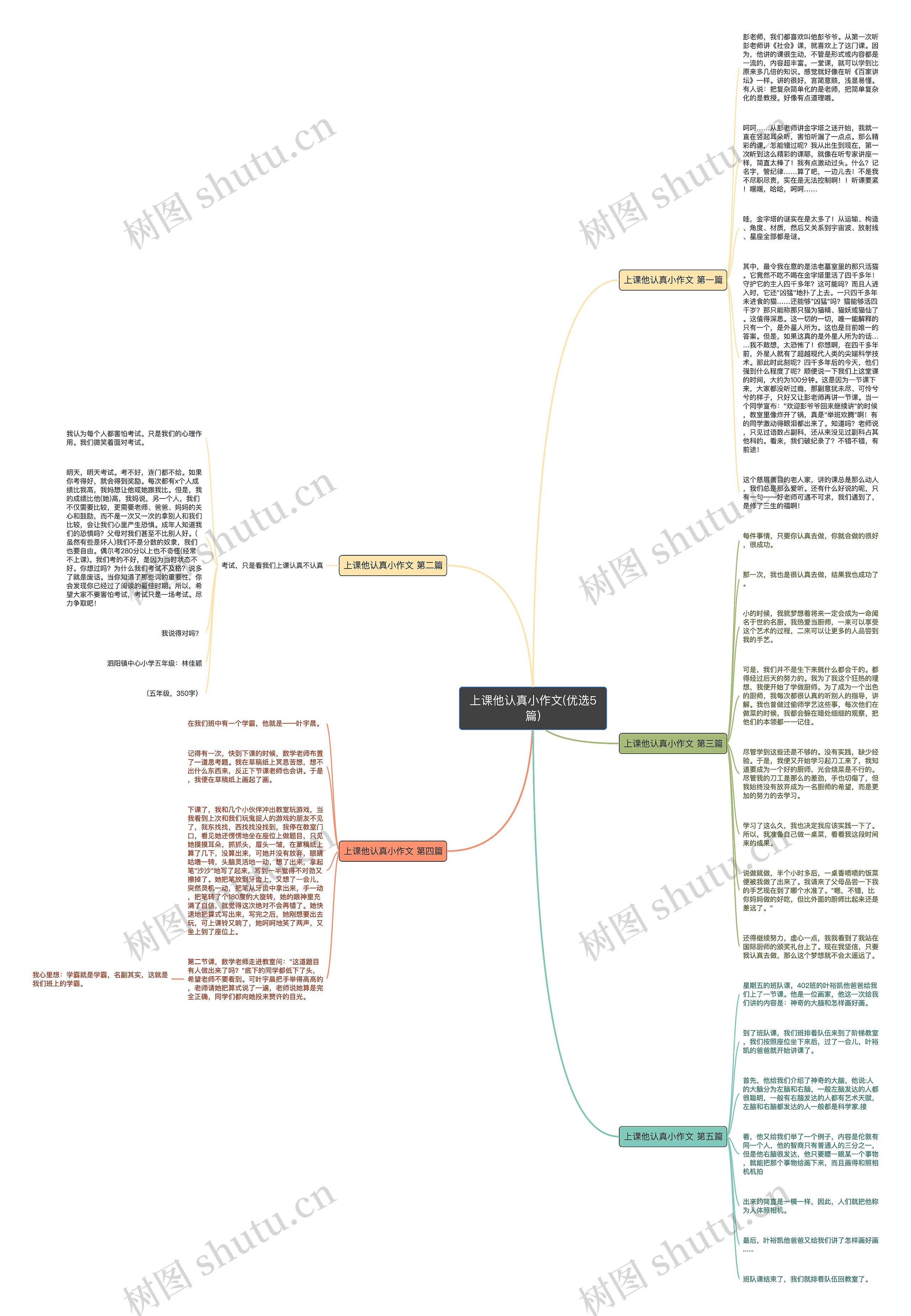 上课他认真小作文(优选5篇)思维导图