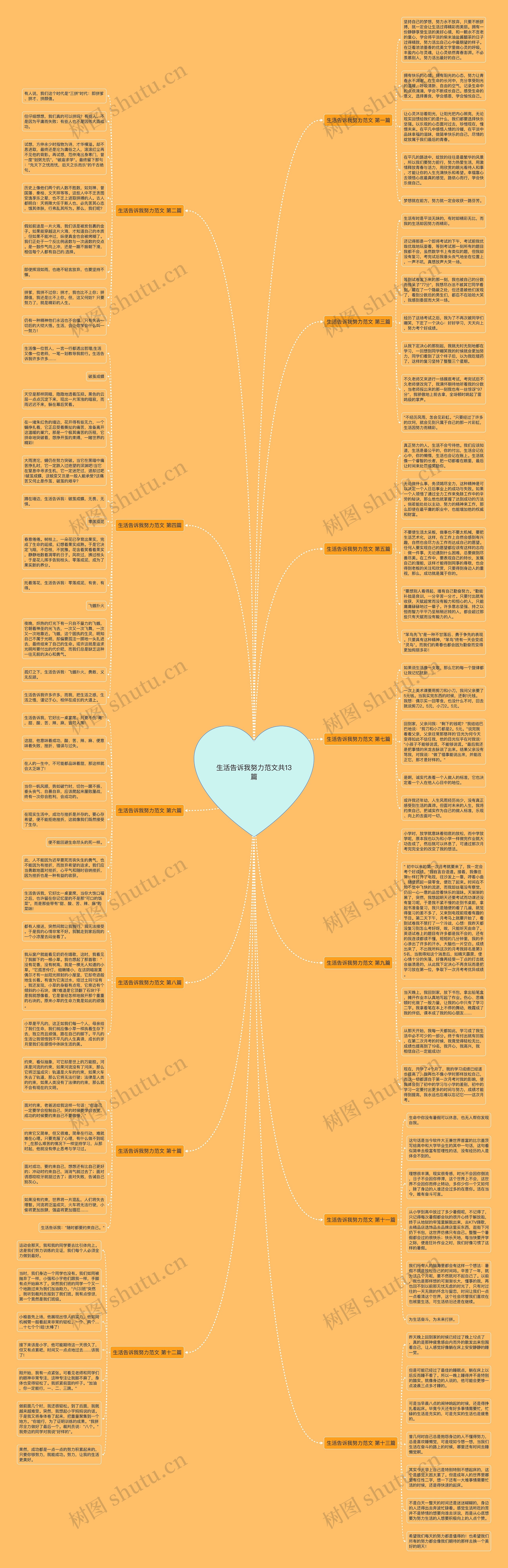 生活告诉我努力范文共13篇思维导图高清图 生活告诉我努力范文共13篇思维导图