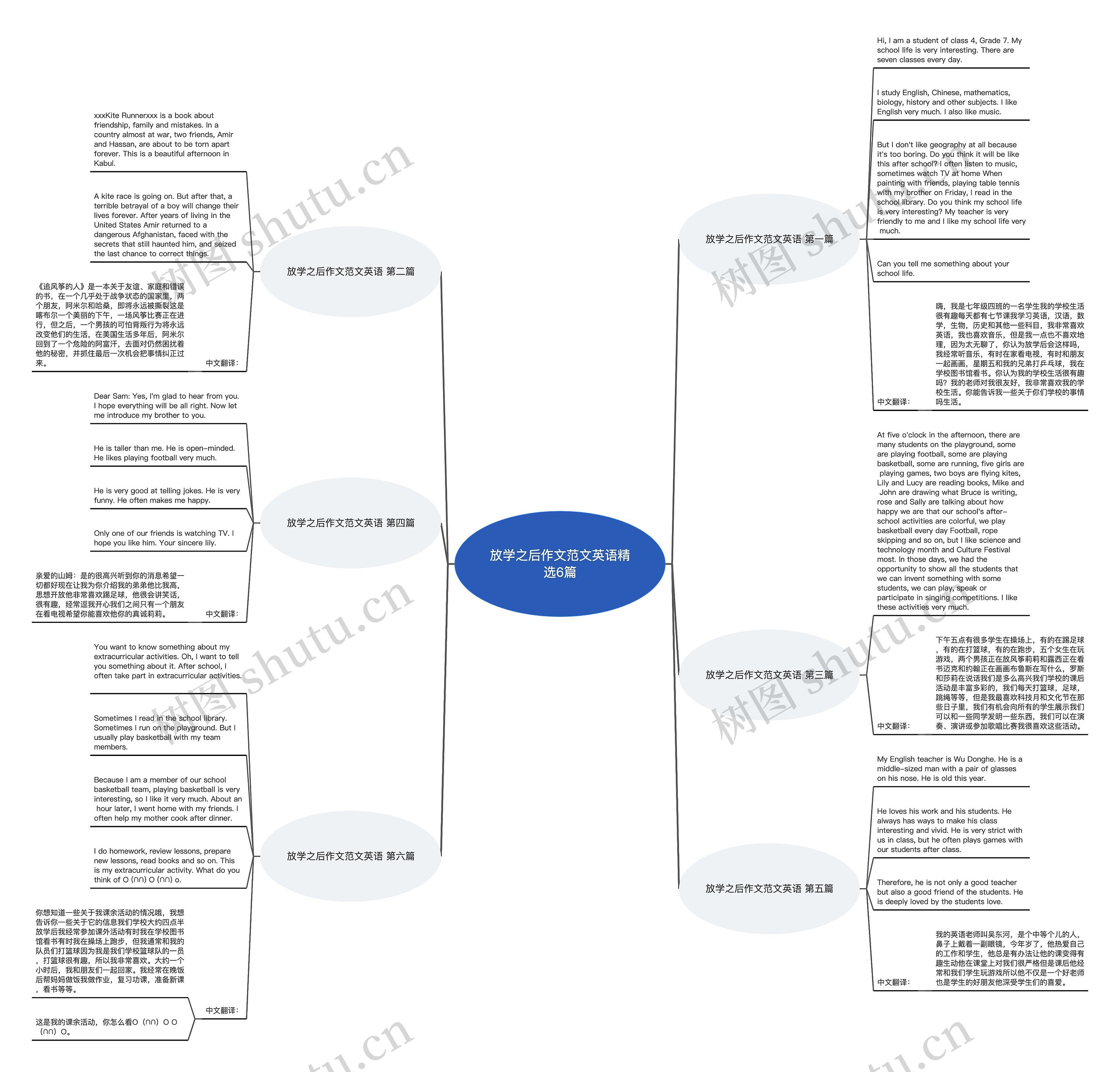 放学之后作文范文英语精选6篇思维导图