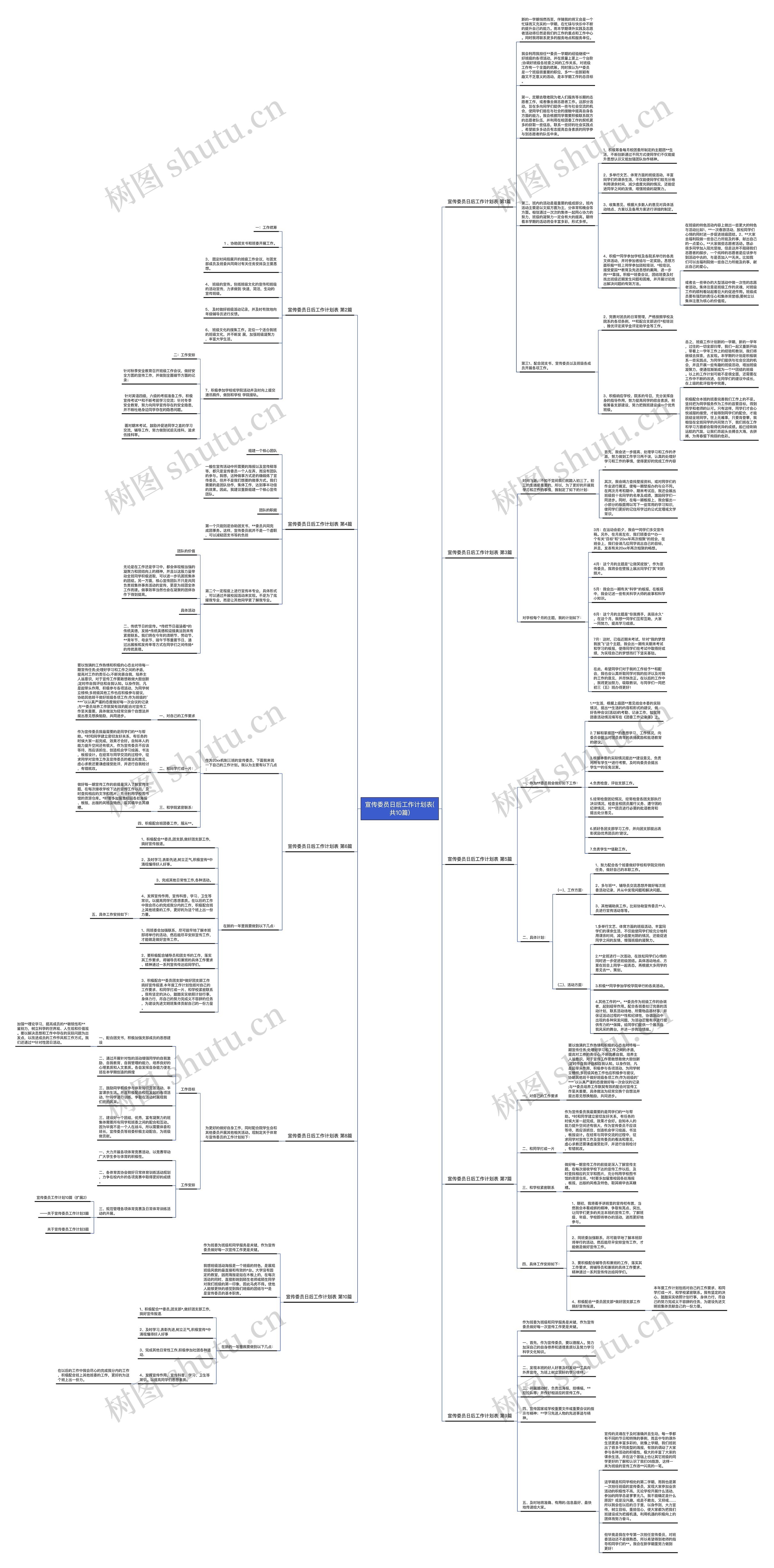 宣传委员日后工作计划表(共10篇)思维导图
