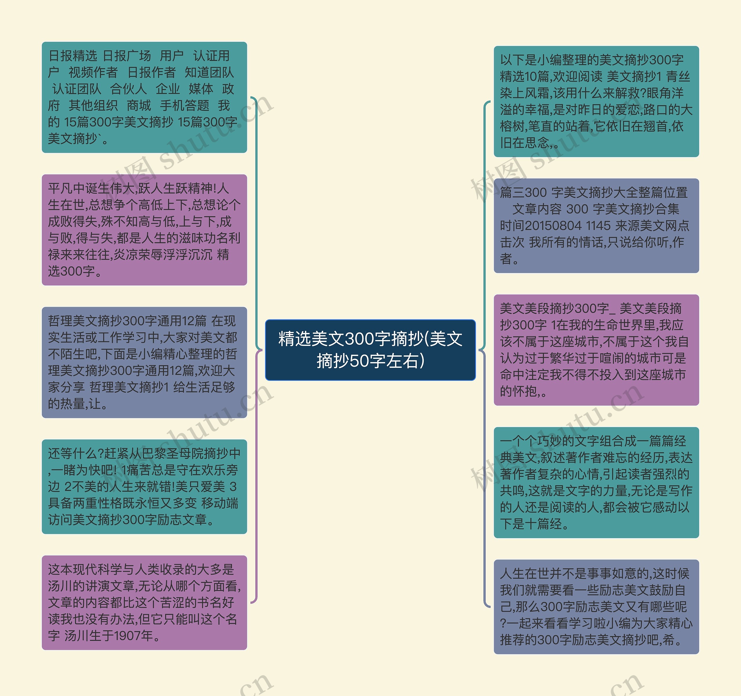 精选美文300字摘抄(美文摘抄50字左右)思维导图