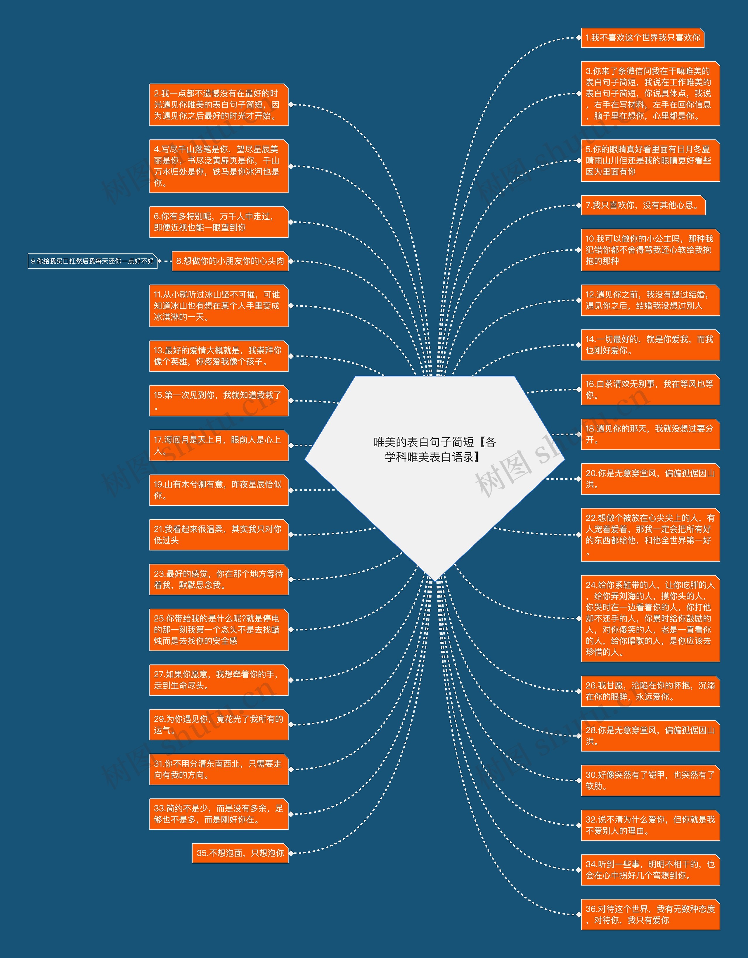唯美的表白句子简短【各学科唯美表白语录】思维导图