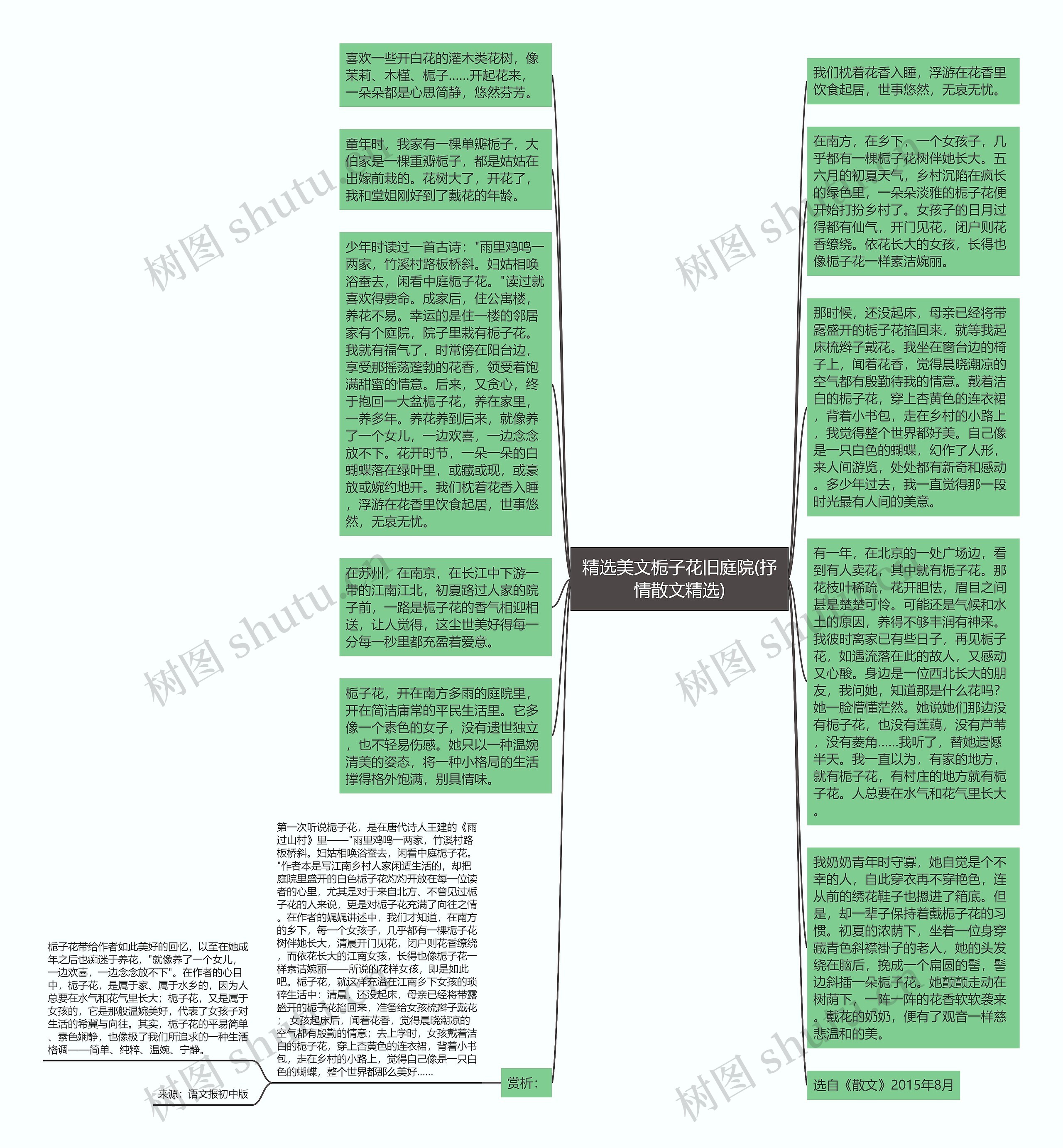 精选美文栀子花旧庭院(抒情散文精选)思维导图