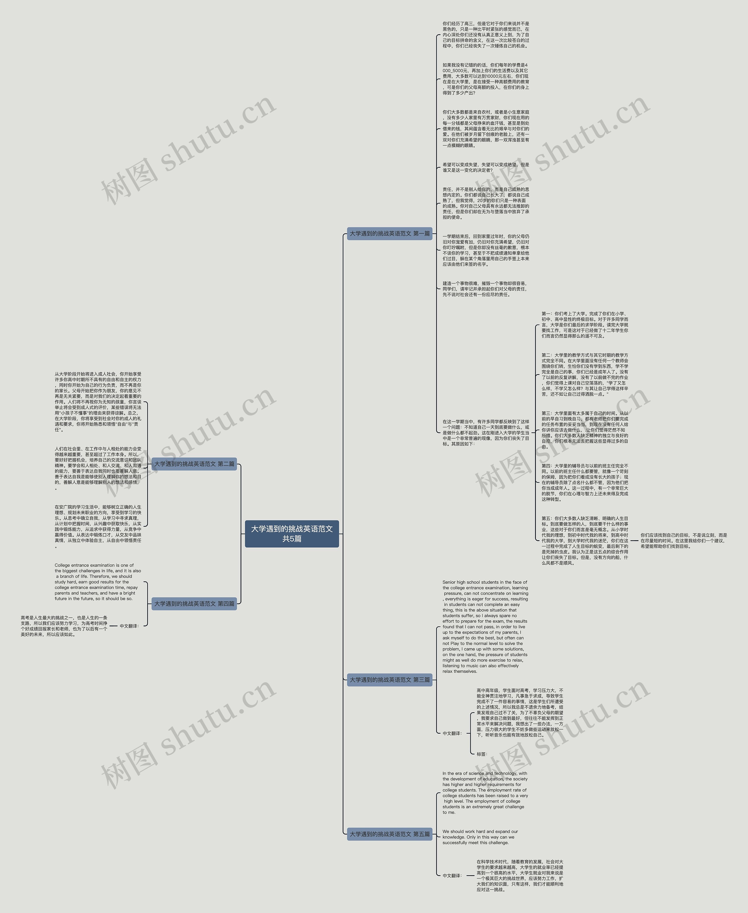 大学遇到的挑战英语范文共5篇思维导图