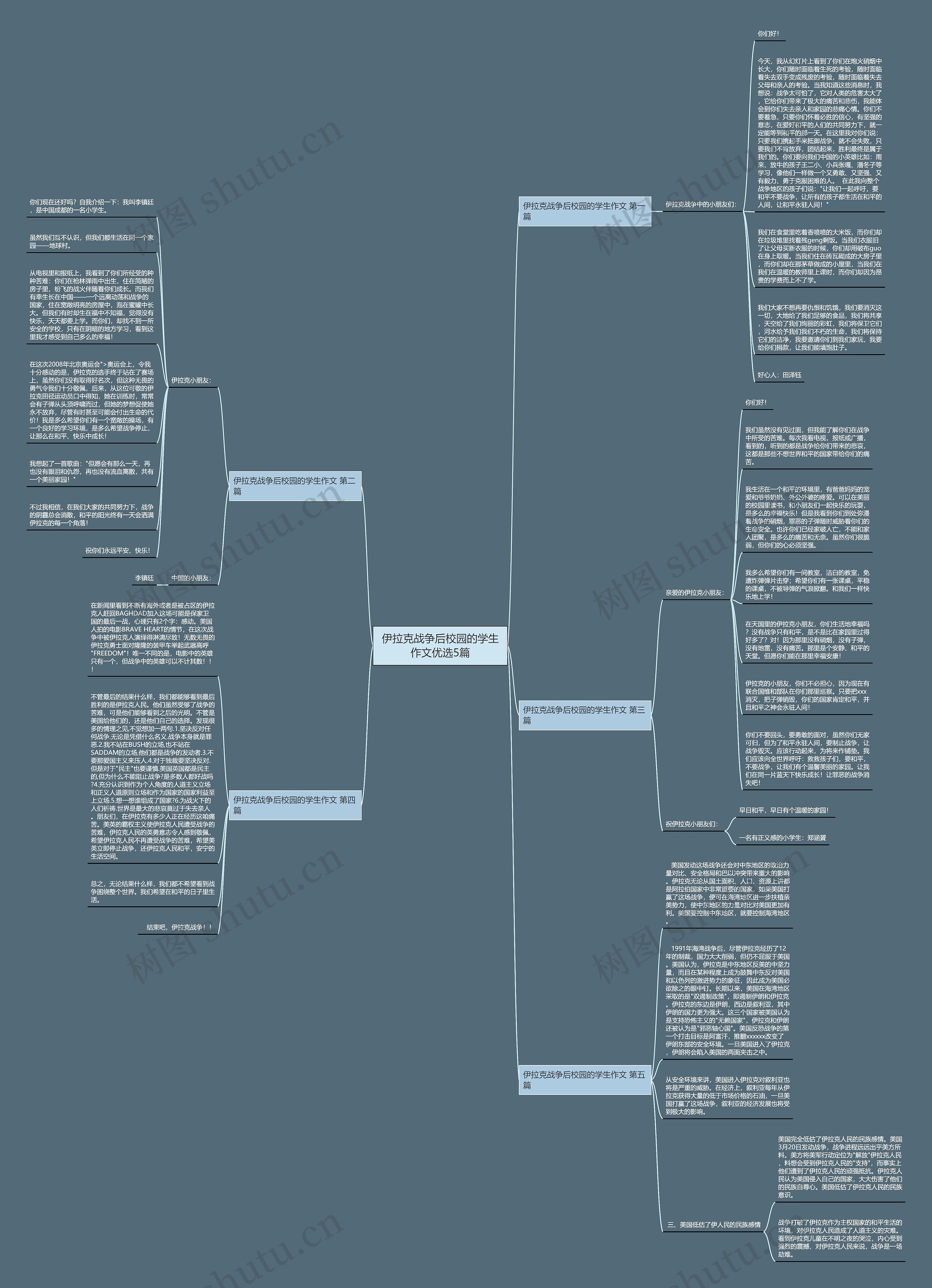 伊拉克战争后校园的学生作文优选5篇思维导图