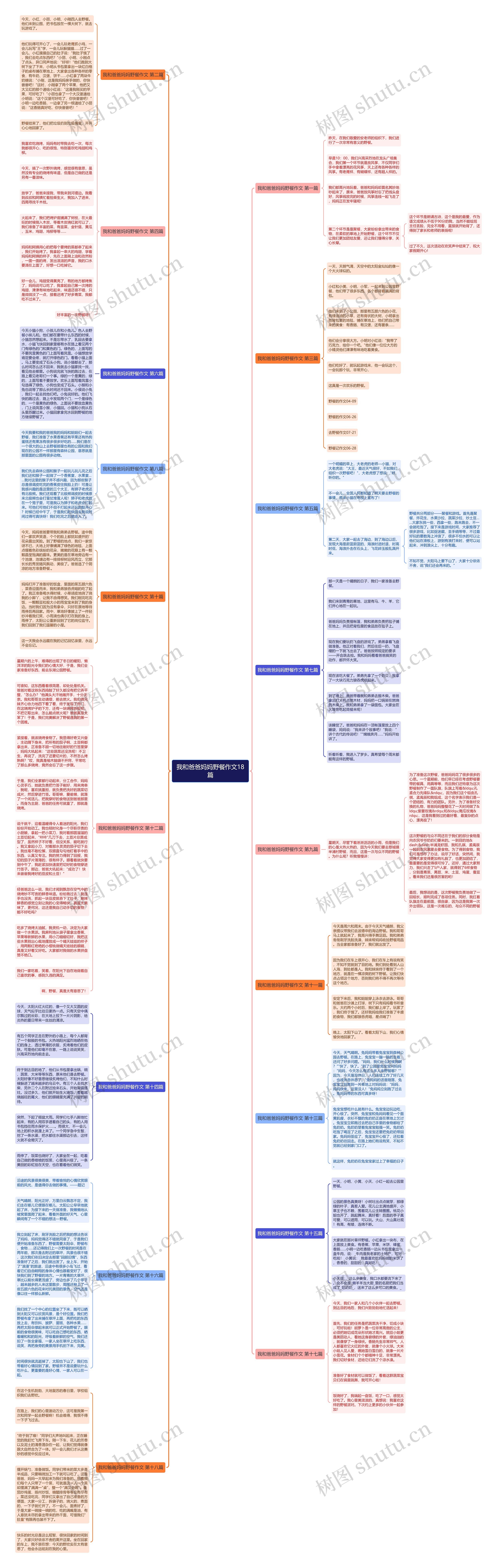 我和爸爸妈妈野餐作文18篇思维导图